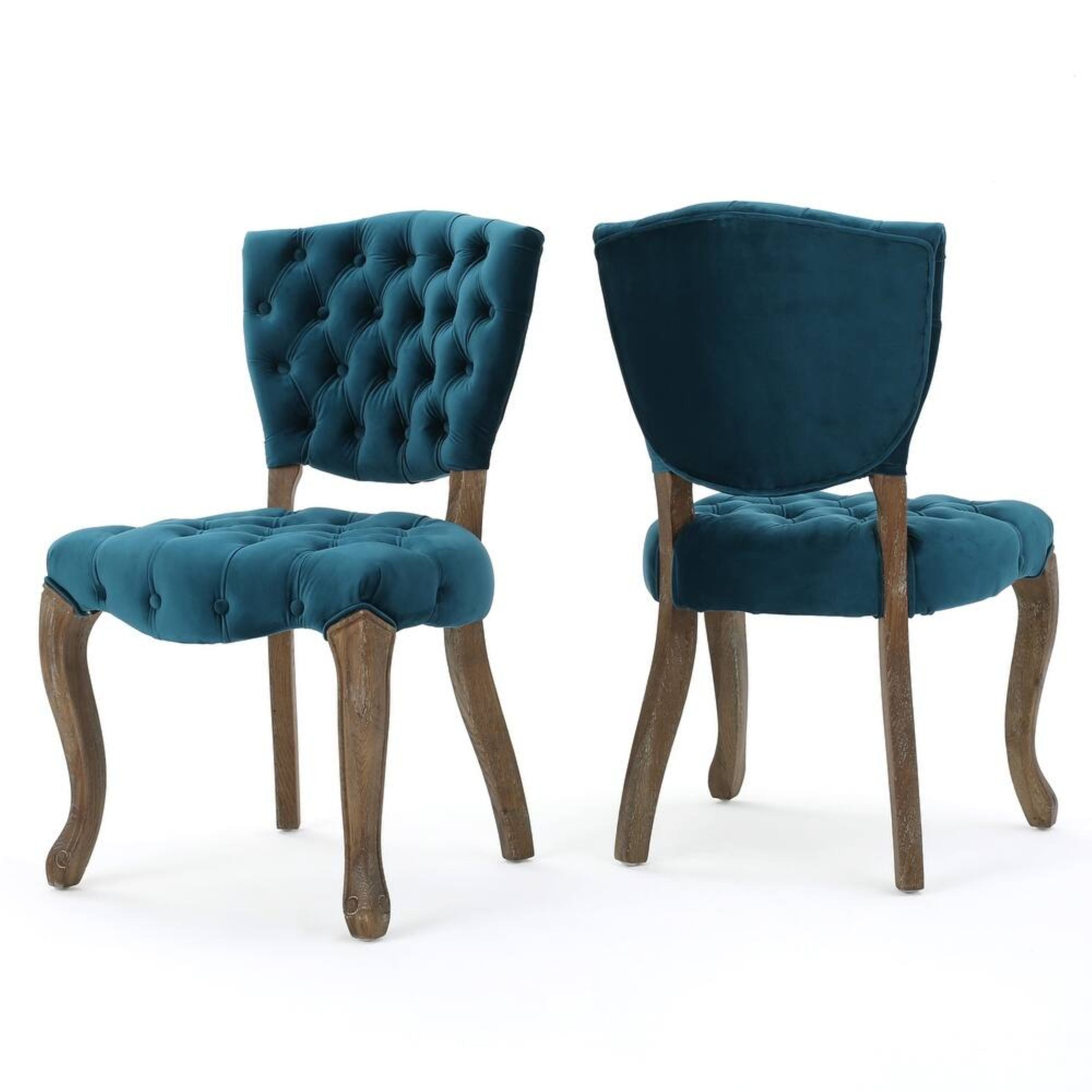 Prespa Tufted Velvet Dining Chairs with Solid Wood Legs Set of 2