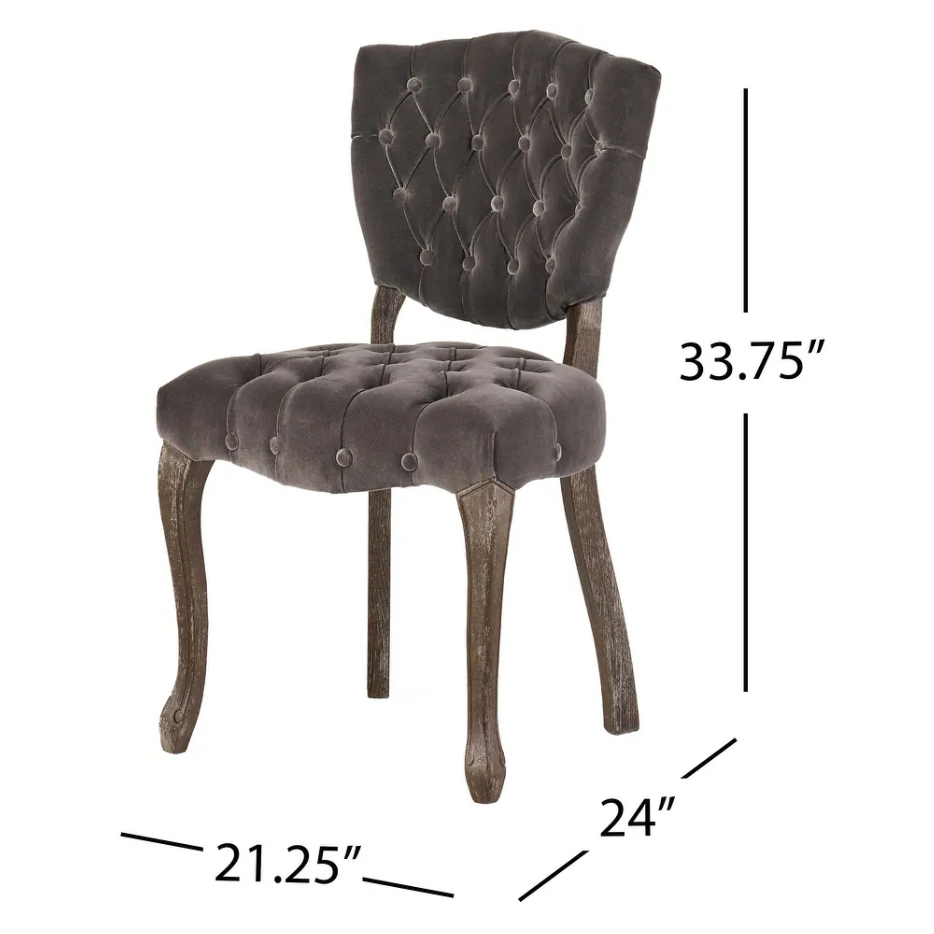Prespa Tufted Velvet Dining Chairs with Solid Wood Legs Set of 2