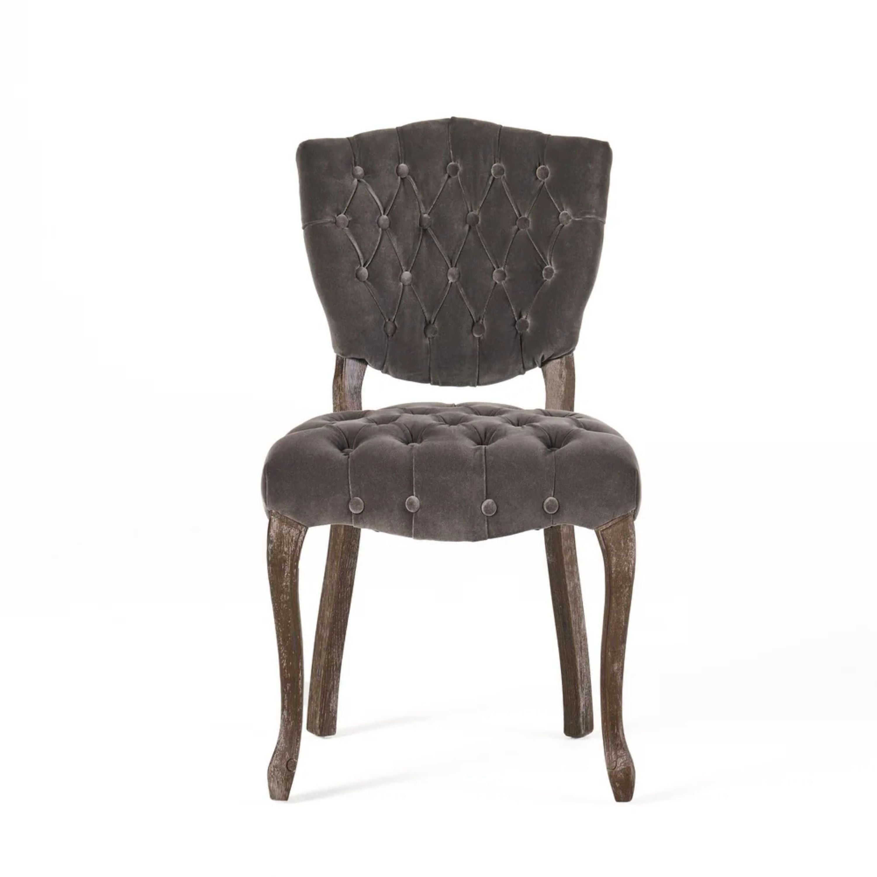 Prespa Tufted Velvet Dining Chairs with Solid Wood Legs Set of 2