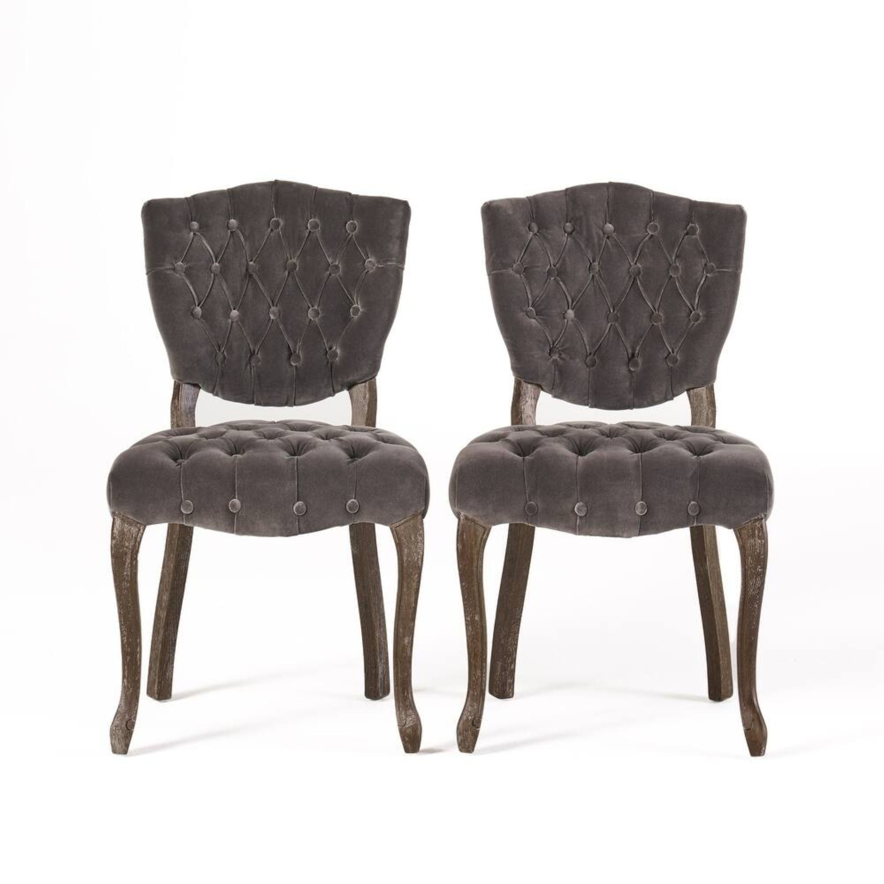 Prespa Tufted Velvet Dining Chairs with Solid Wood Legs Set of 2