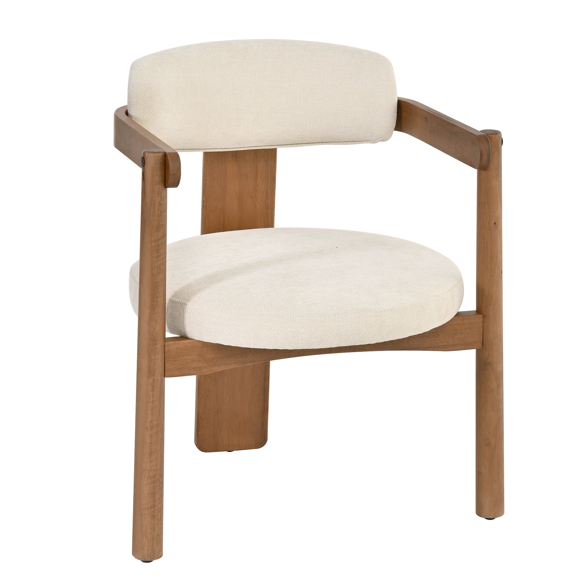 Onega Solid Rubberwood Dining Chairs with Round Cushioned Seat Set of 2