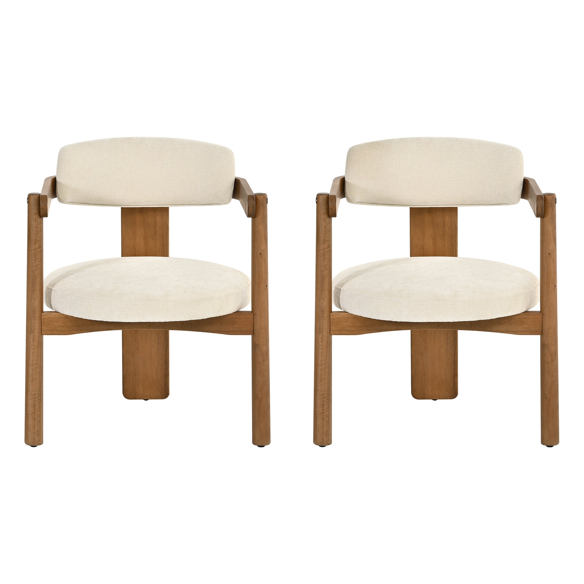 Onega Solid Rubberwood Dining Chairs with Round Cushioned Seat Set of 2