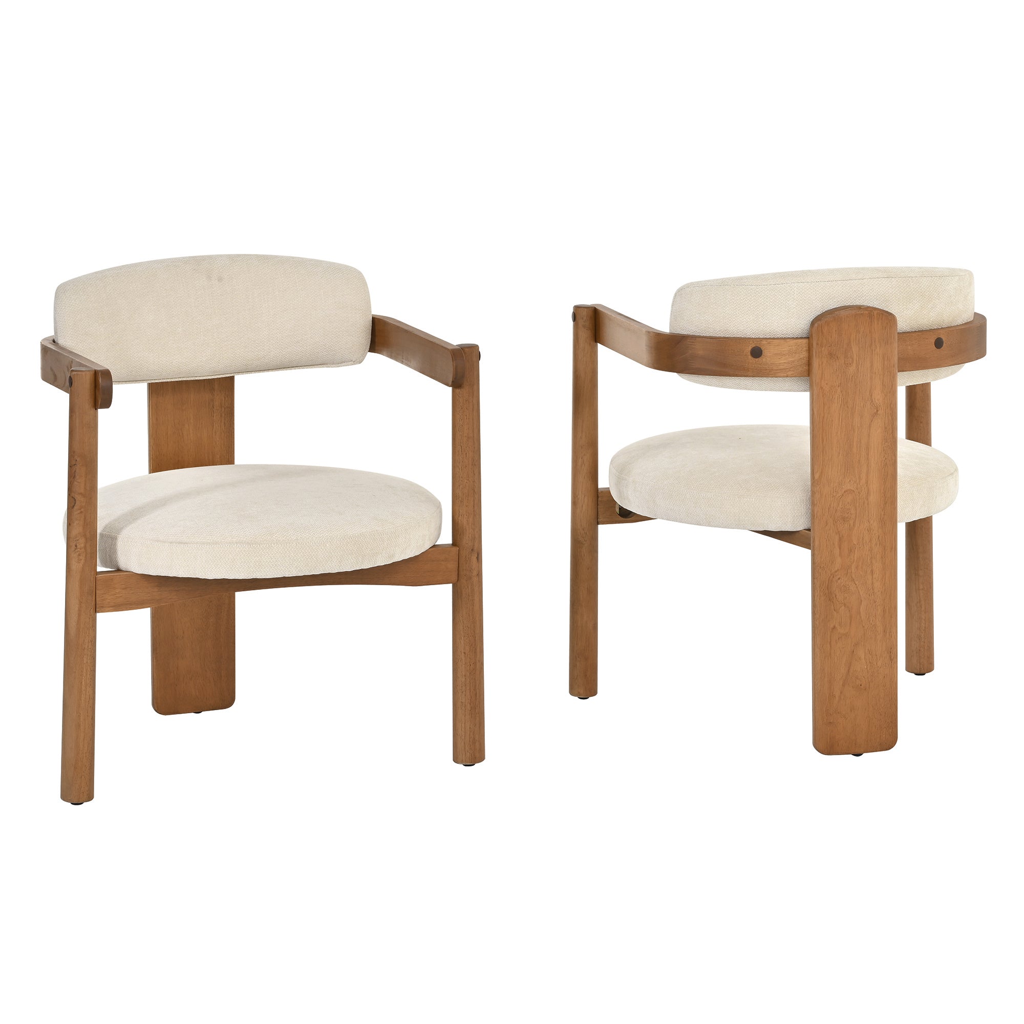 Onega Solid Rubberwood Dining Chairs with Round Cushioned Seat Set of 2