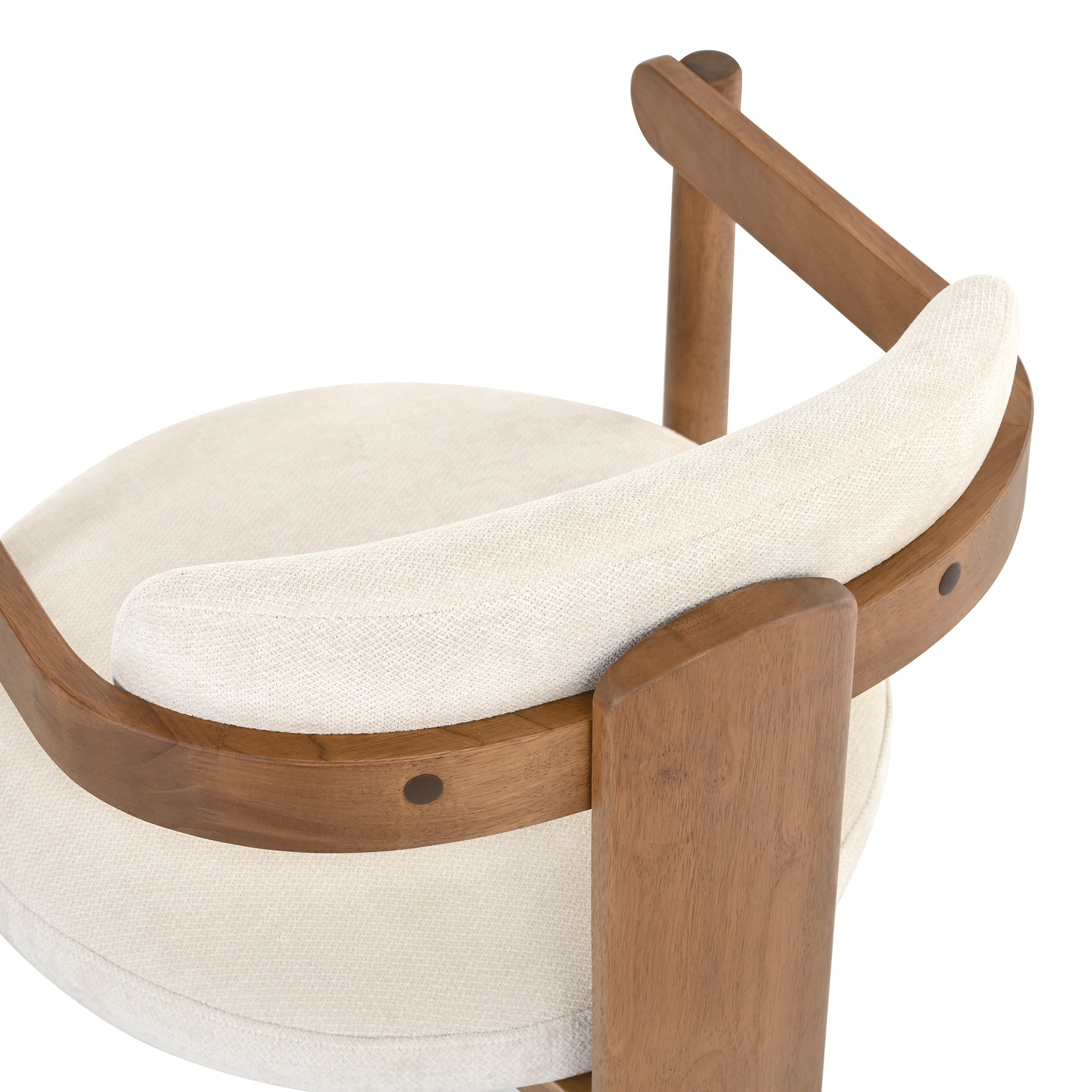 Onega Solid Rubberwood Dining Chairs with Round Cushioned Seat Set of 2