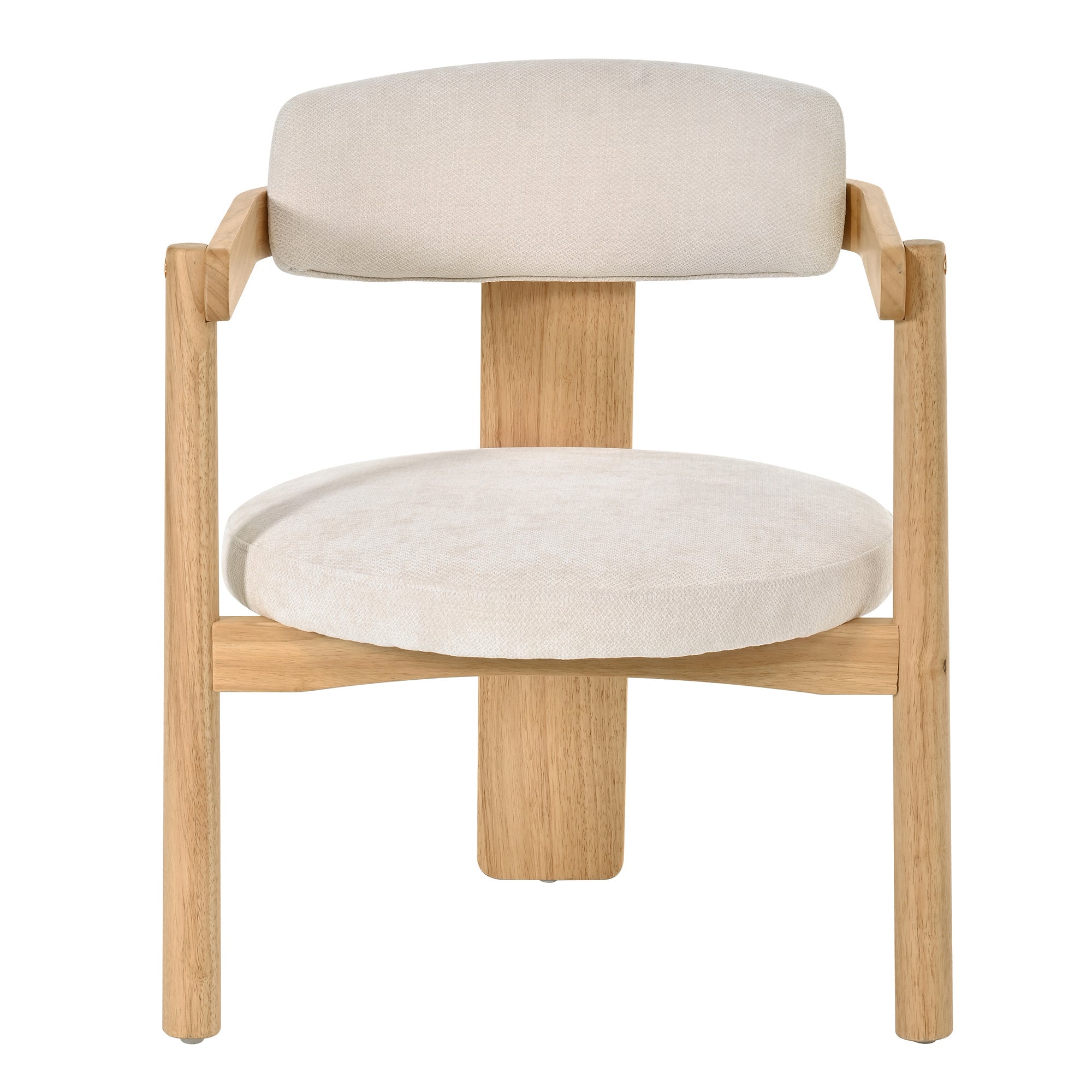 Onega Solid Rubberwood Dining Chairs with Round Cushioned Seat Set of 2