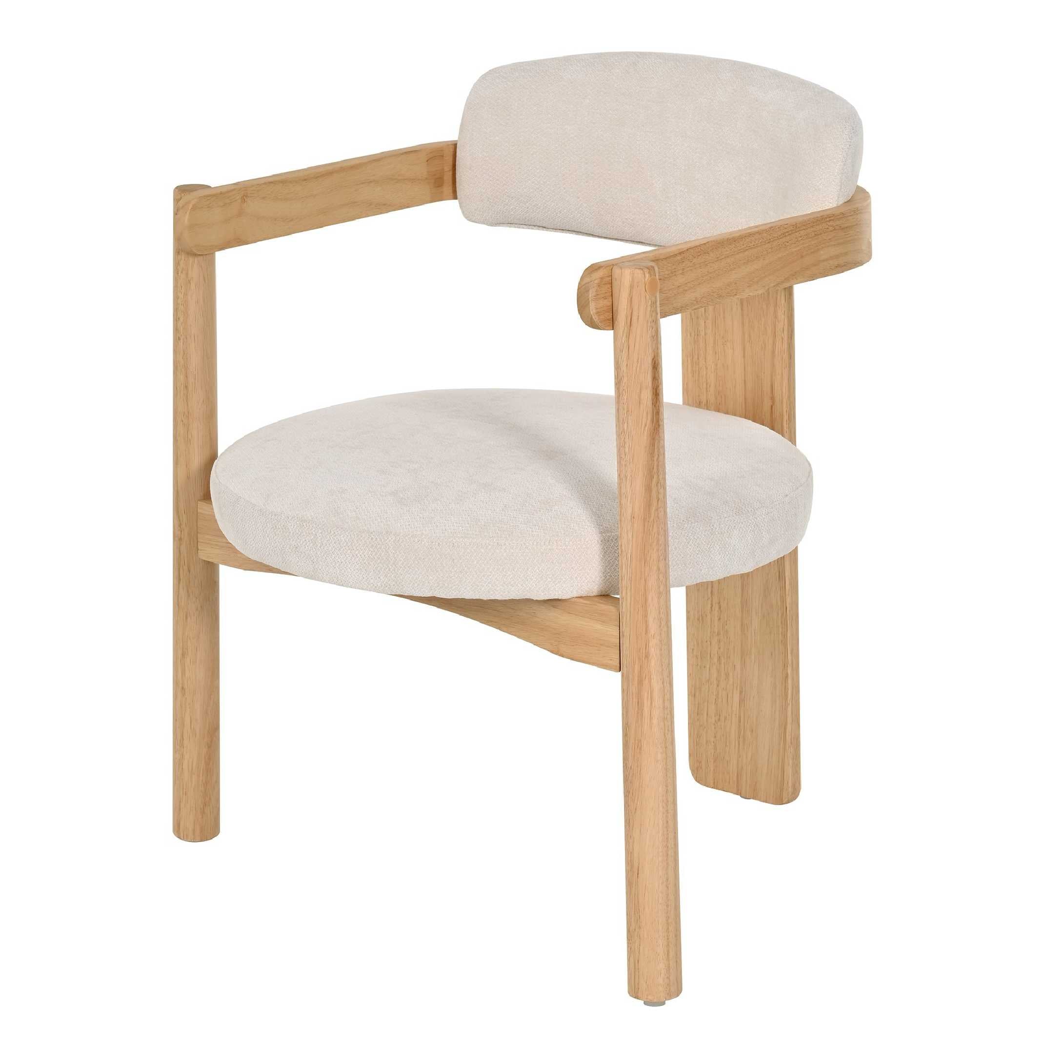 Onega Solid Rubberwood Dining Chairs with Round Cushioned Seat Set of 2