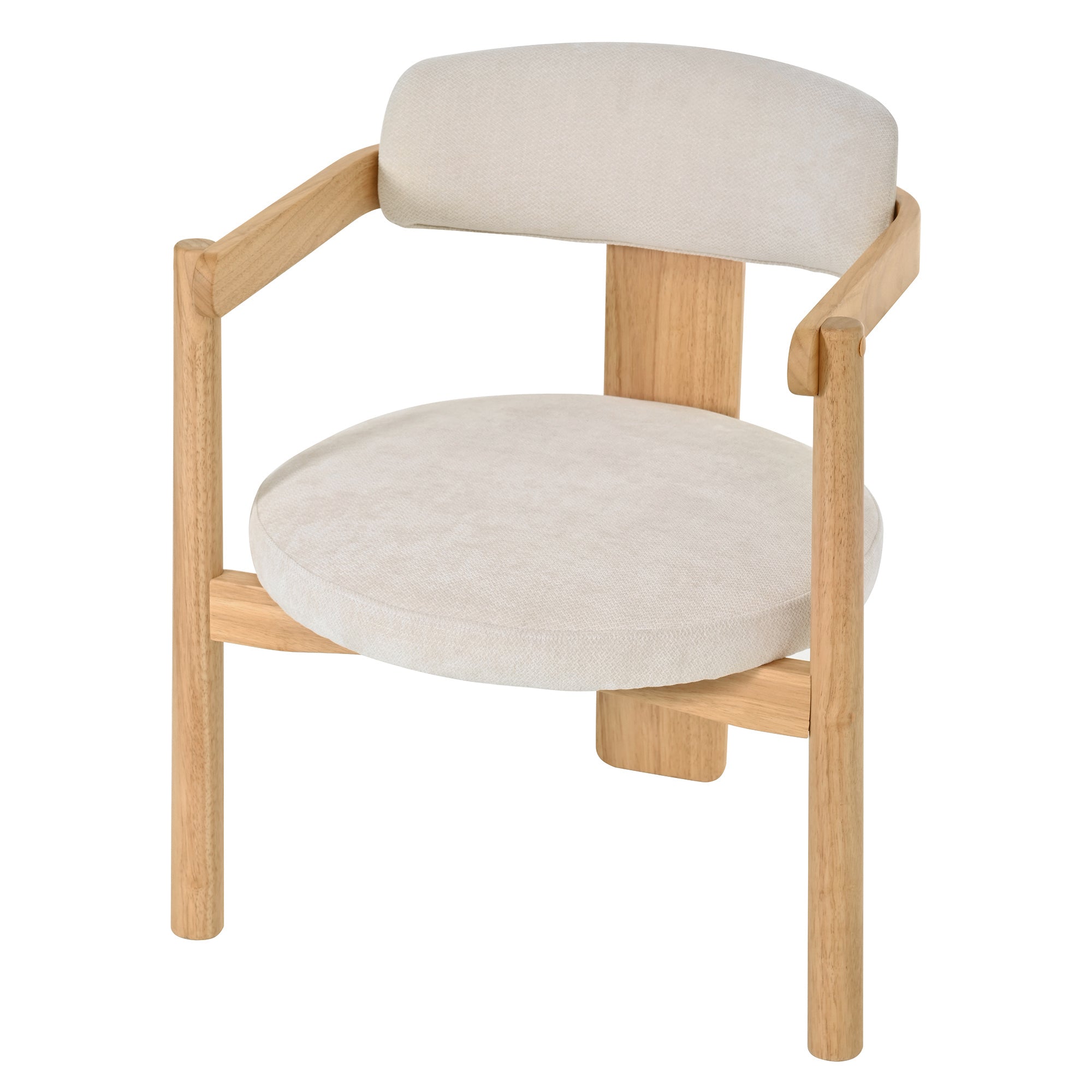 Onega Solid Rubberwood Dining Chairs with Round Cushioned Seat Set of 2