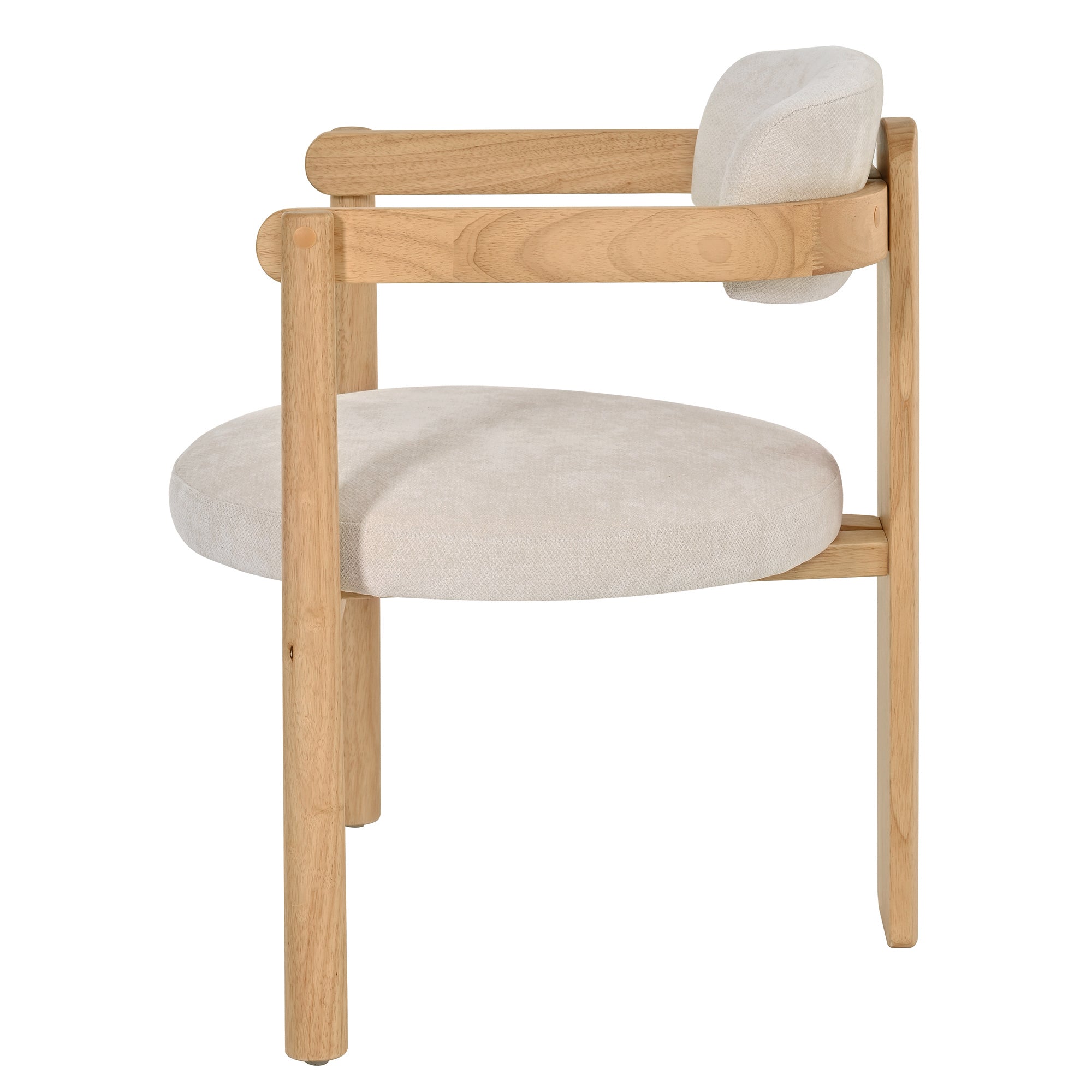 Onega Solid Rubberwood Dining Chairs with Round Cushioned Seat Set of 2
