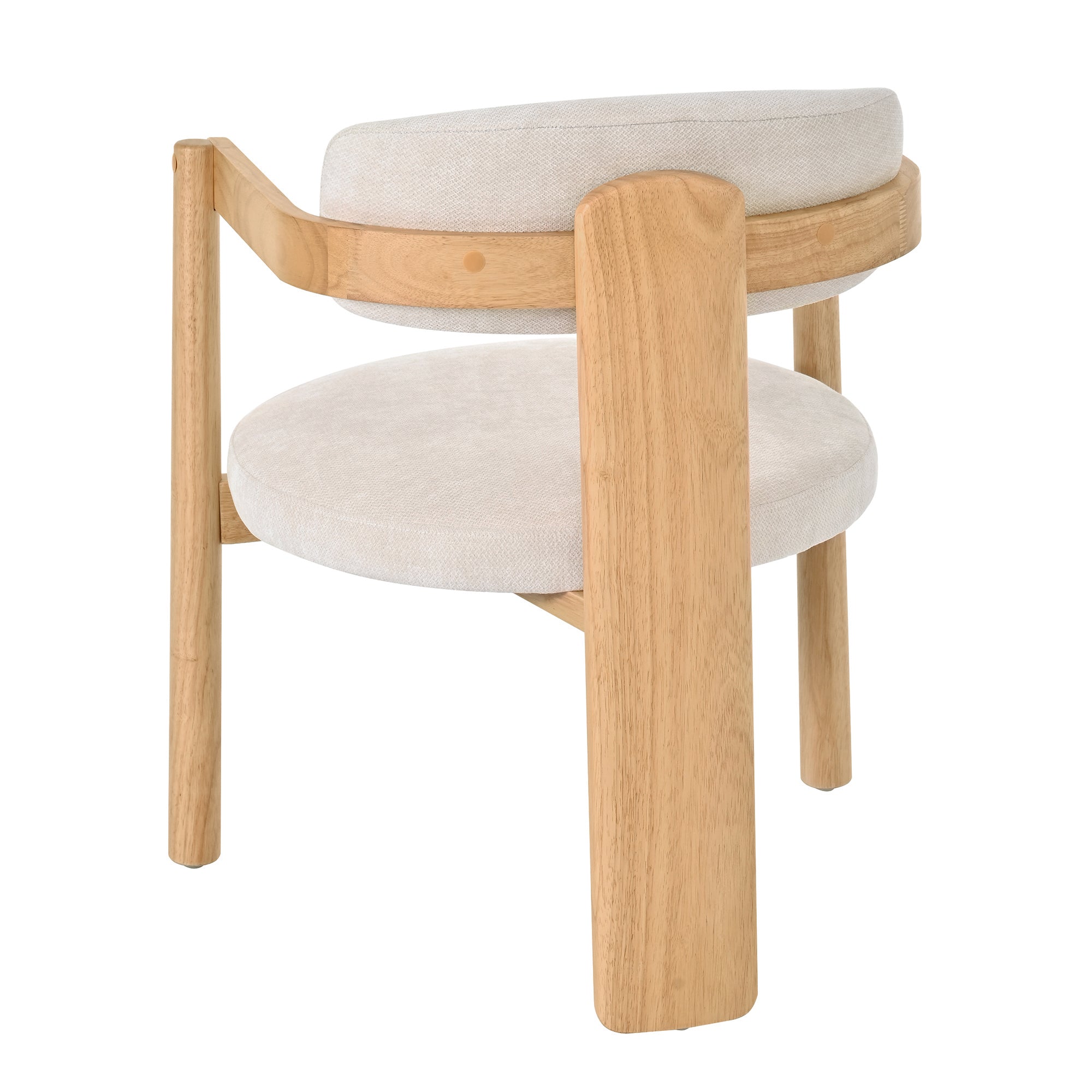 Onega Solid Rubberwood Dining Chairs with Round Cushioned Seat Set of 2