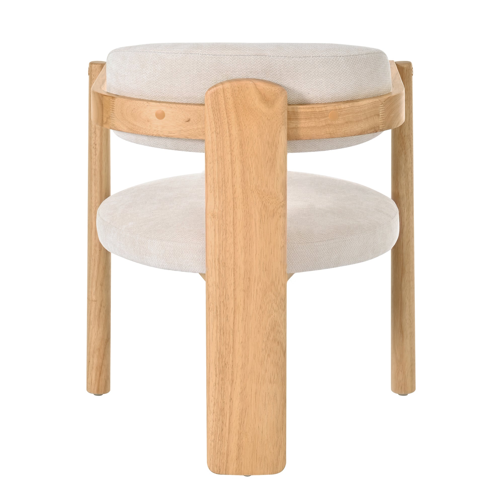 Onega Solid Rubberwood Dining Chairs with Round Cushioned Seat Set of 2