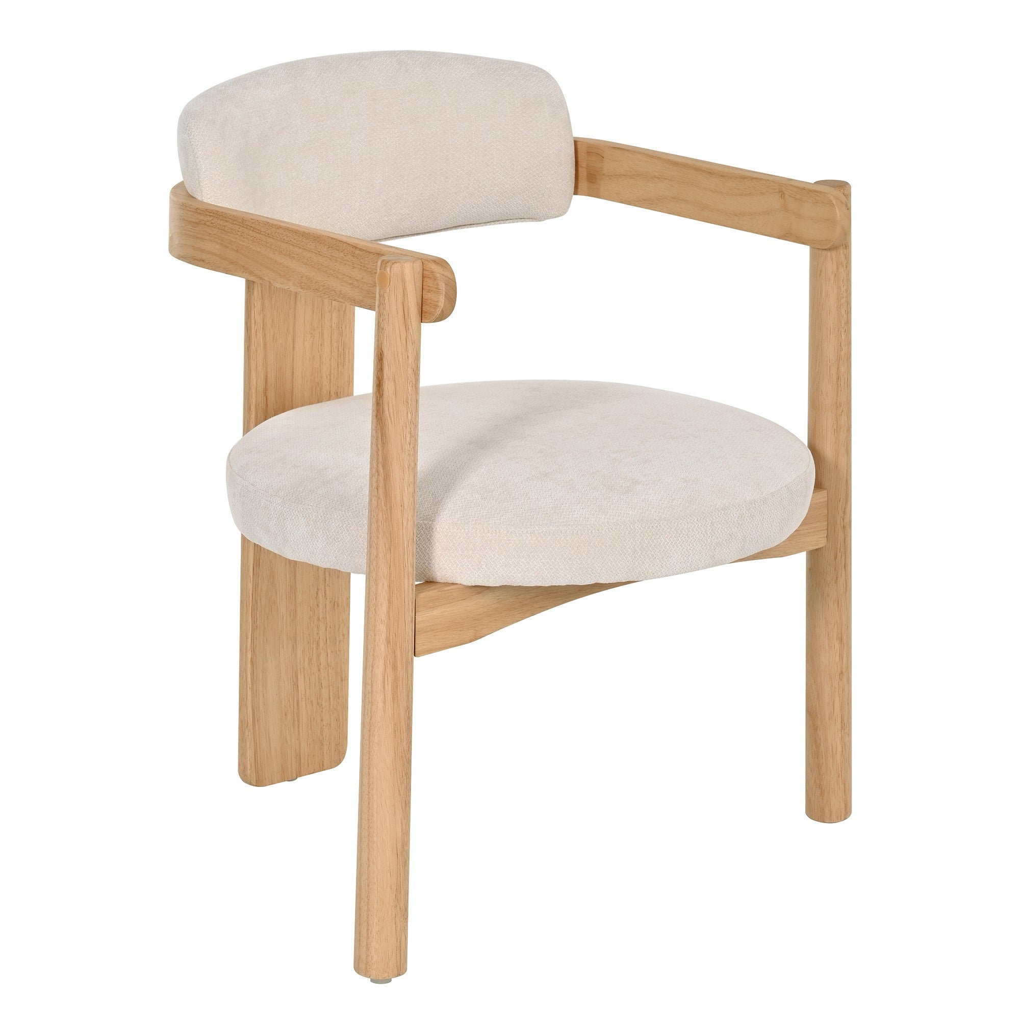 Onega Solid Rubberwood Dining Chairs with Round Cushioned Seat Set of 2