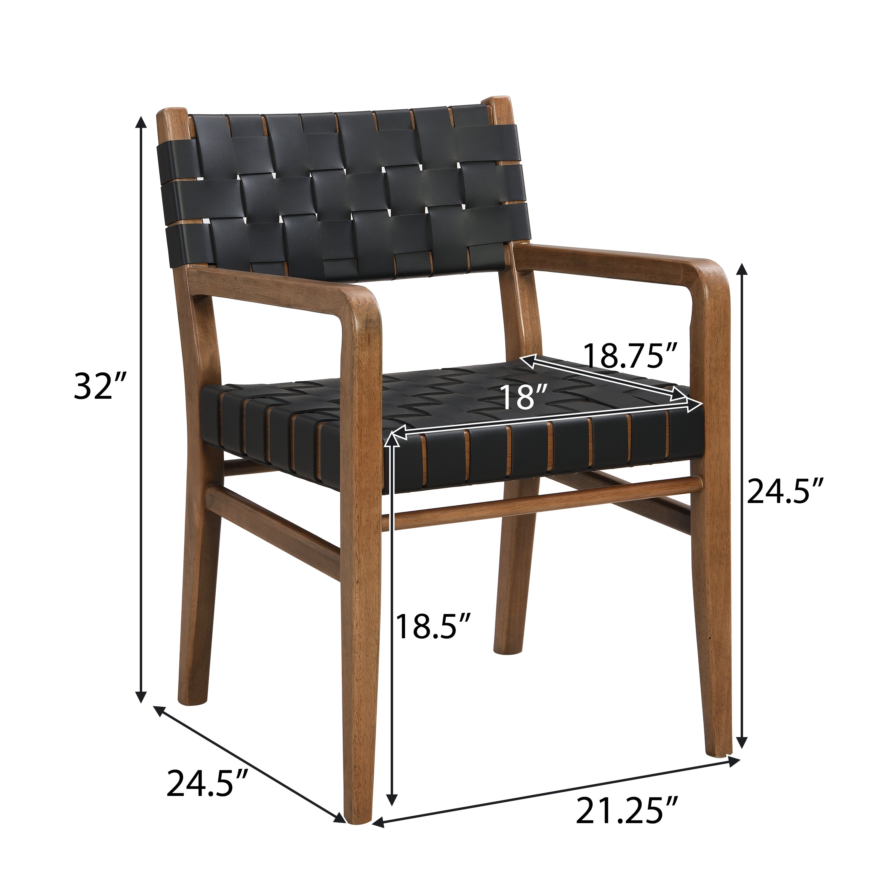 Vardar Faux Leather Dining Chairs with Rubberwood Frame Set of 2