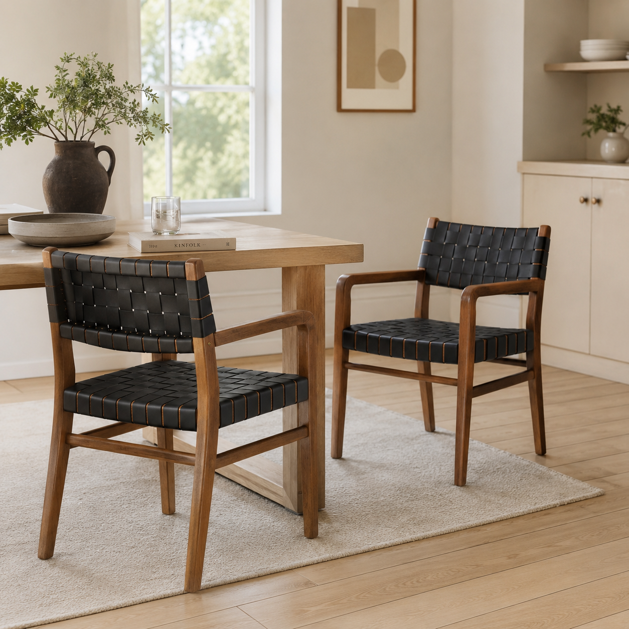 Vardar Faux Leather Dining Chairs with Rubberwood Frame Set of 2