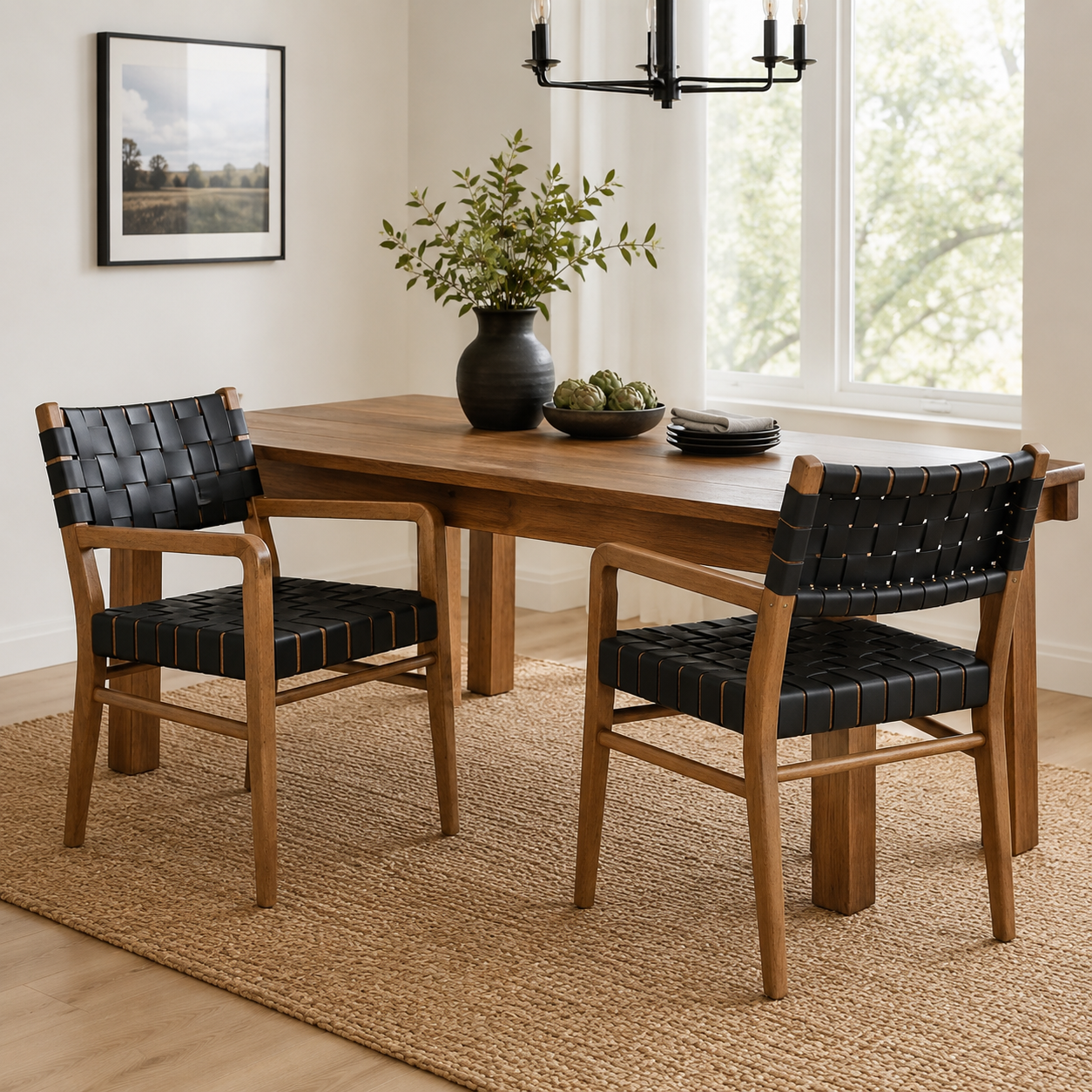 Vardar Faux Leather Dining Chairs with Rubberwood Frame Set of 2