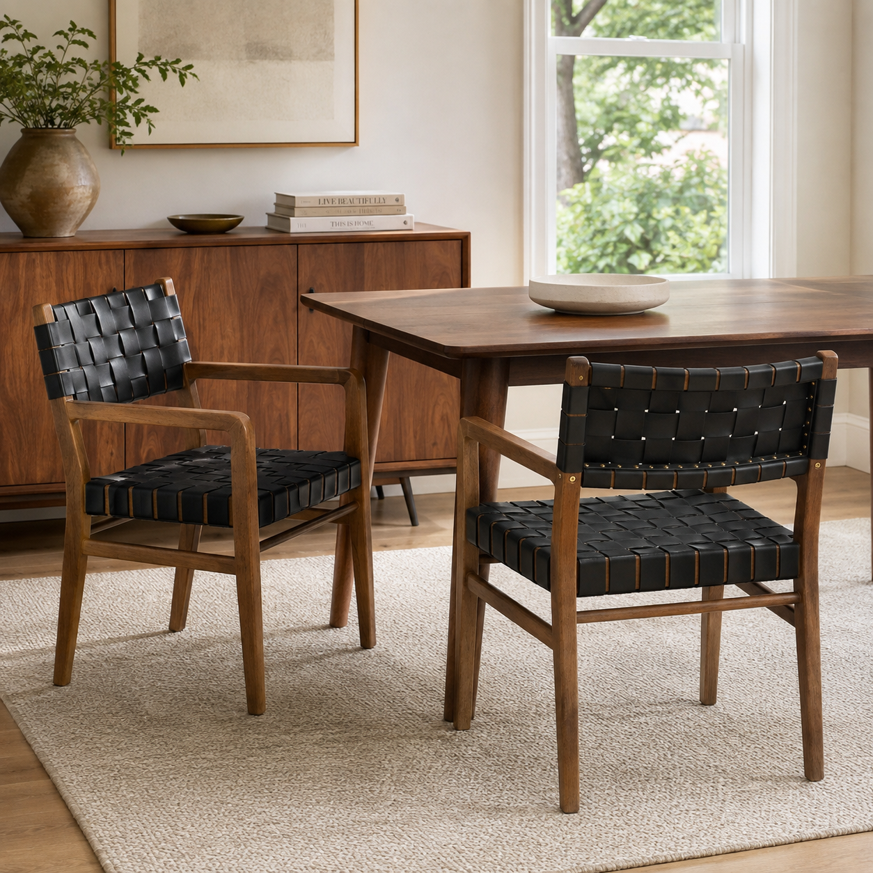 Vardar Faux Leather Dining Chairs with Rubberwood Frame Set of 2