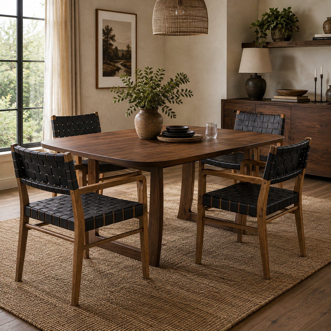 Vardar Faux Leather Dining Chairs with Rubberwood Frame Set of 2