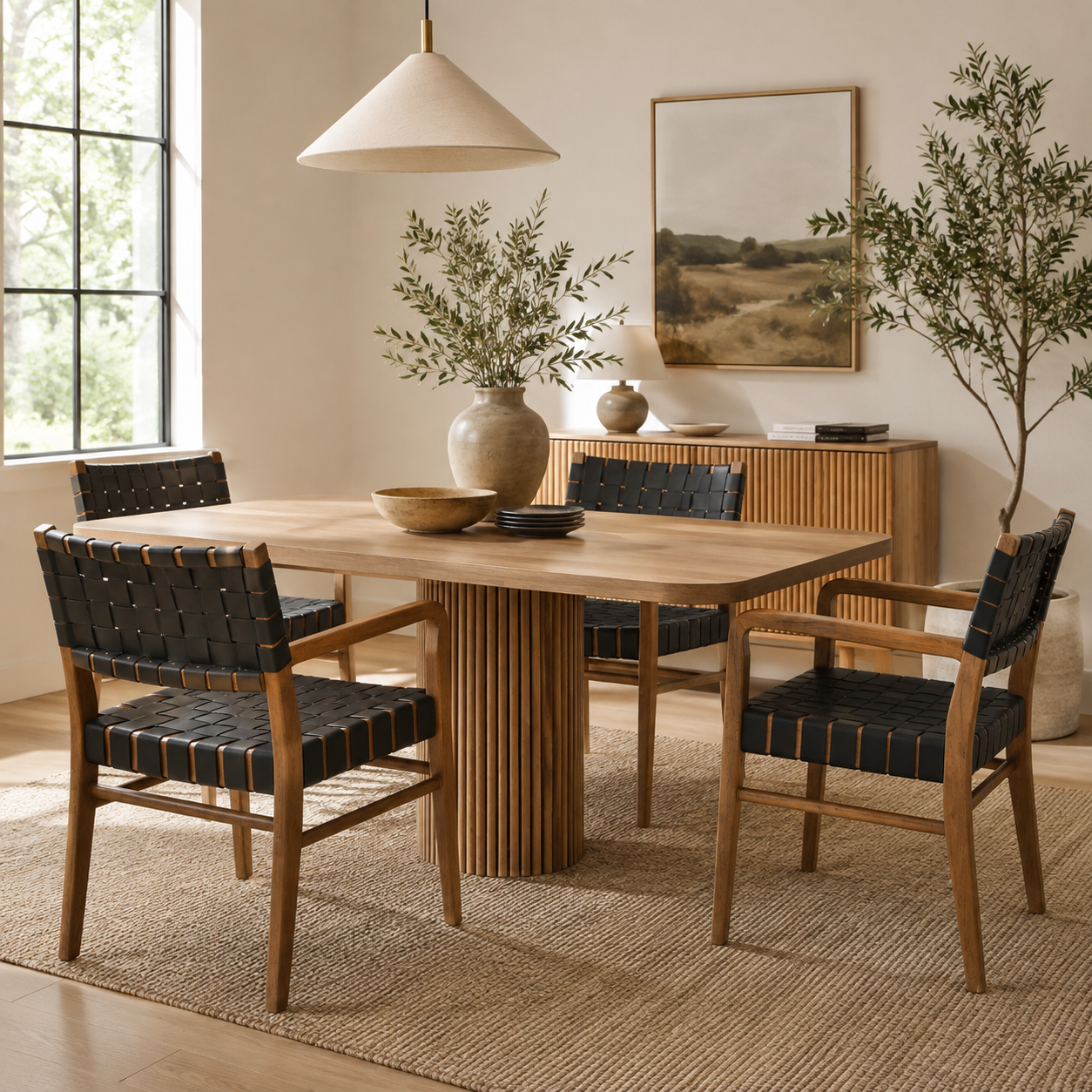 Vardar Faux Leather Dining Chairs with Rubberwood Frame Set of 2