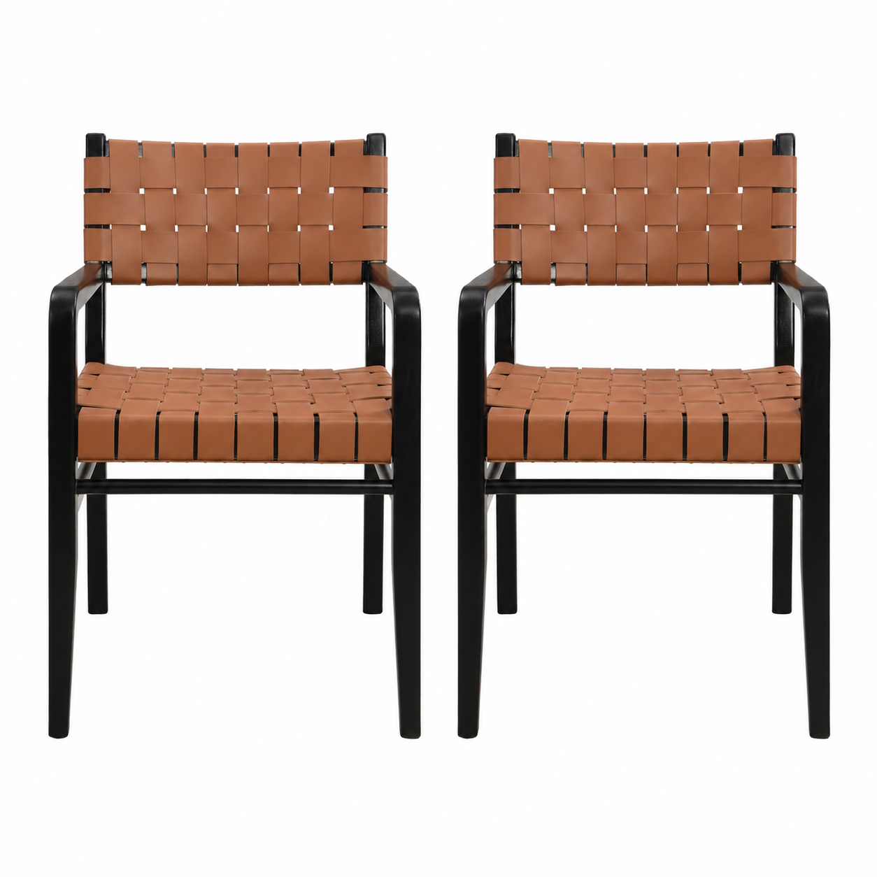 Vardar Faux Leather Dining Chairs with Rubberwood Frame Set of 2
