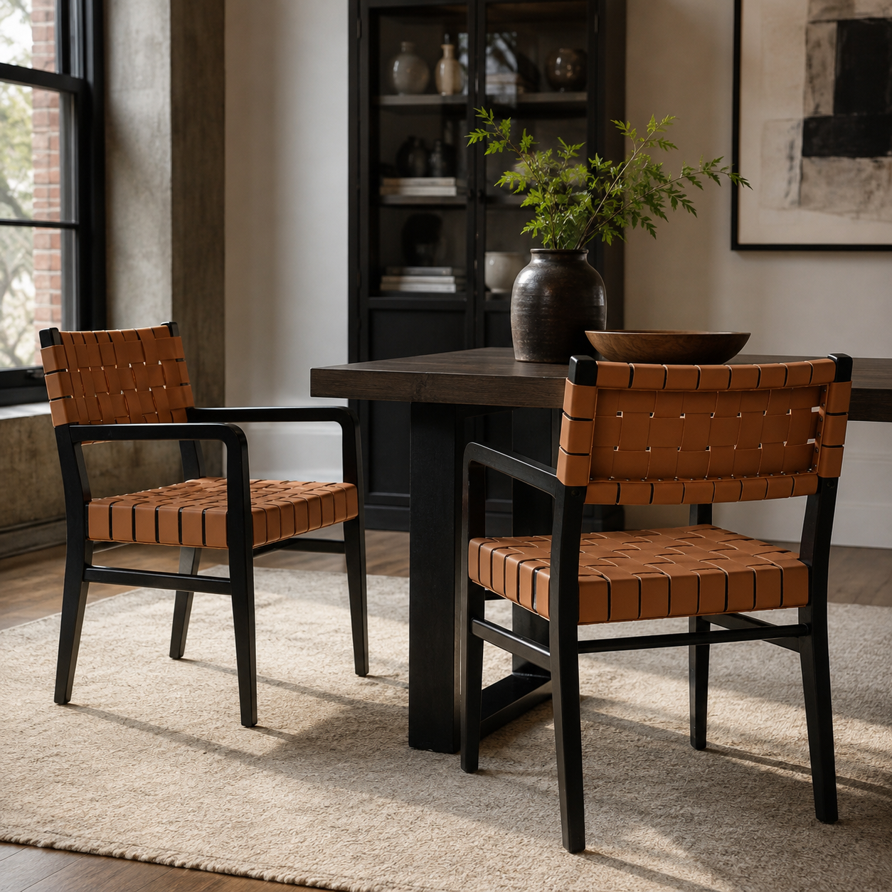 Vardar Faux Leather Dining Chairs with Rubberwood Frame Set of 2