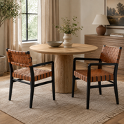 Vardar Faux Leather Dining Chairs with Rubberwood Frame Set of 2