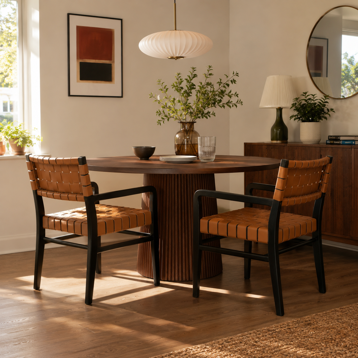 Vardar Faux Leather Dining Chairs with Rubberwood Frame Set of 2