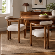 Ohrid Bolster Back Upholstered Dining Chairs with Reeded Wood Legs Set of 2