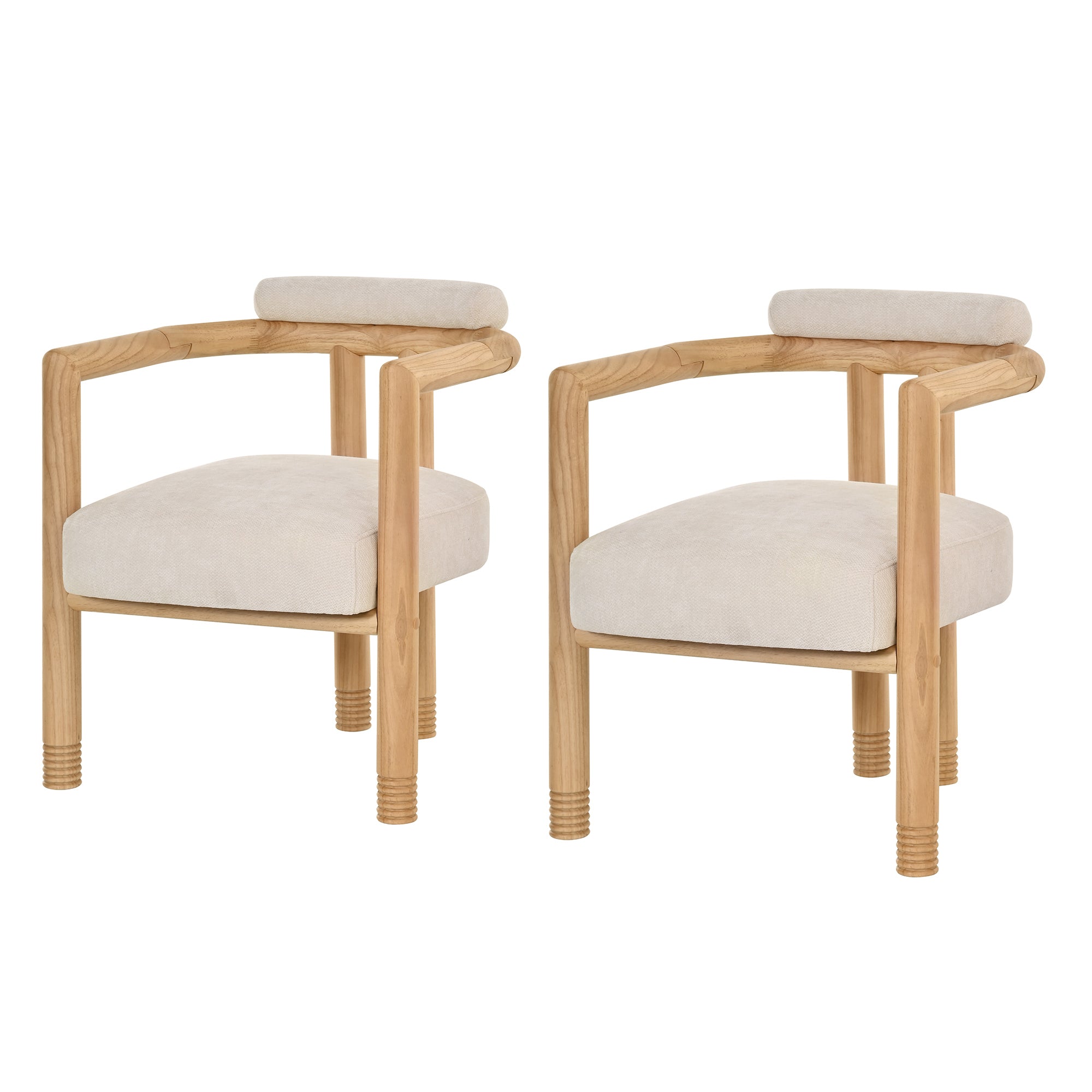 Ohrid Bolster Back Upholstered Dining Chairs with Reeded Wood Legs Set of 2