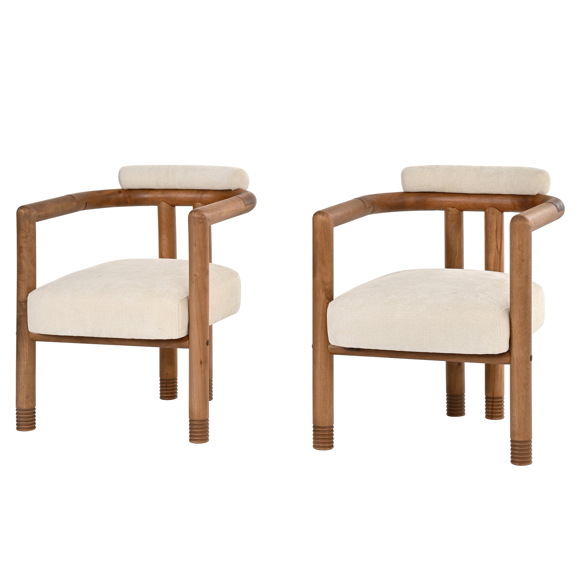 Ohrid Bolster Back Upholstered Dining Chairs with Reeded Wood Legs Set of 2