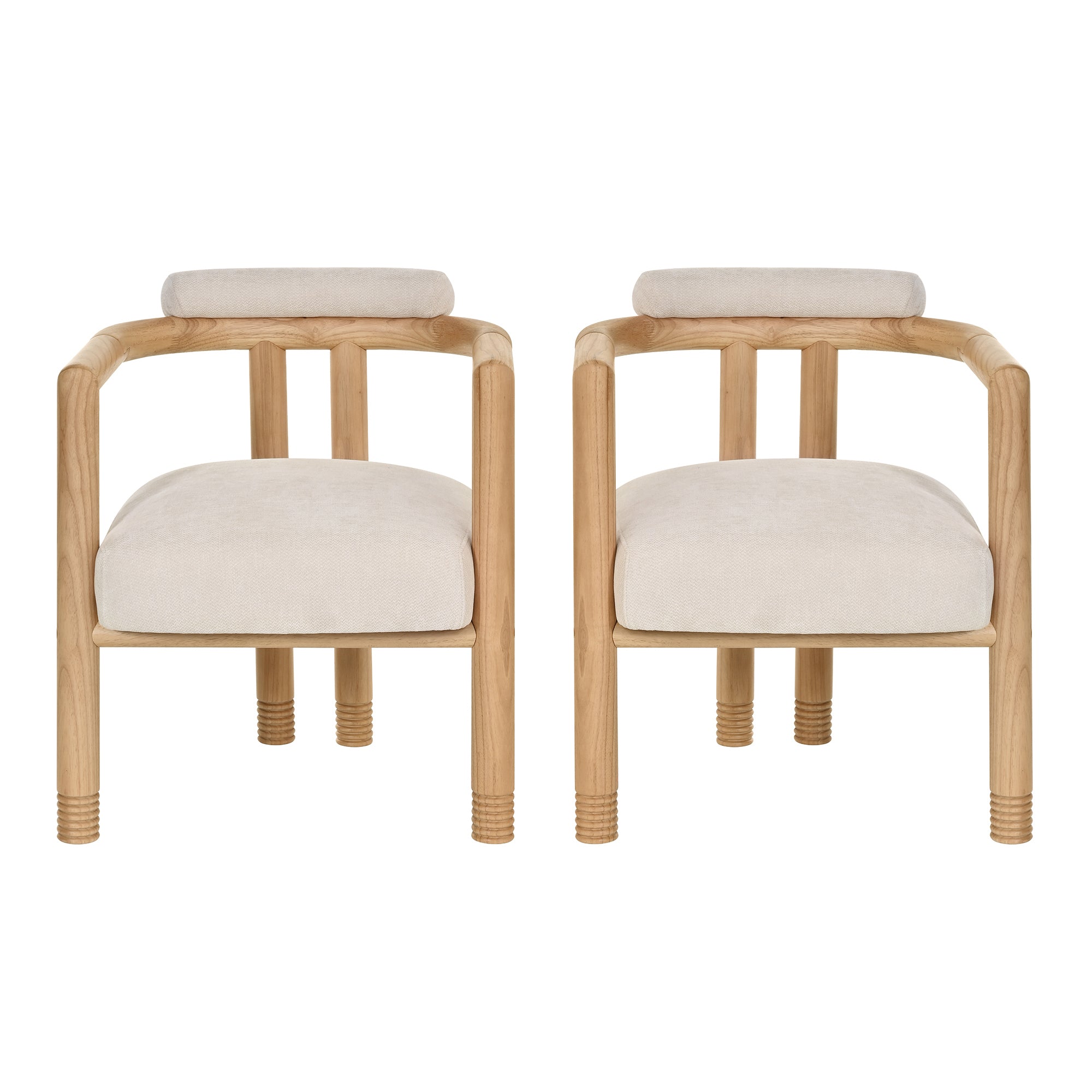 Ohrid Bolster Back Upholstered Dining Chairs with Reeded Wood Legs Set of 2