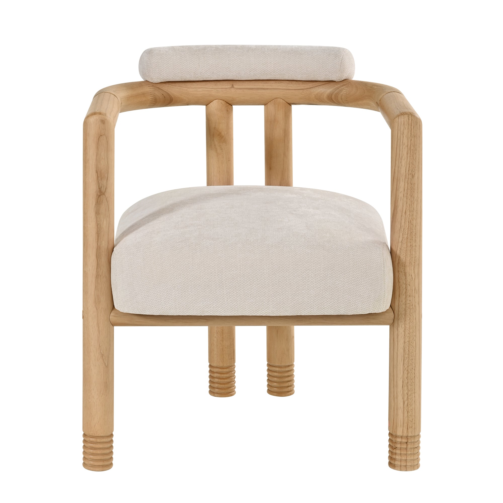 Ohrid Bolster Back Upholstered Dining Chairs with Reeded Wood Legs Set of 2