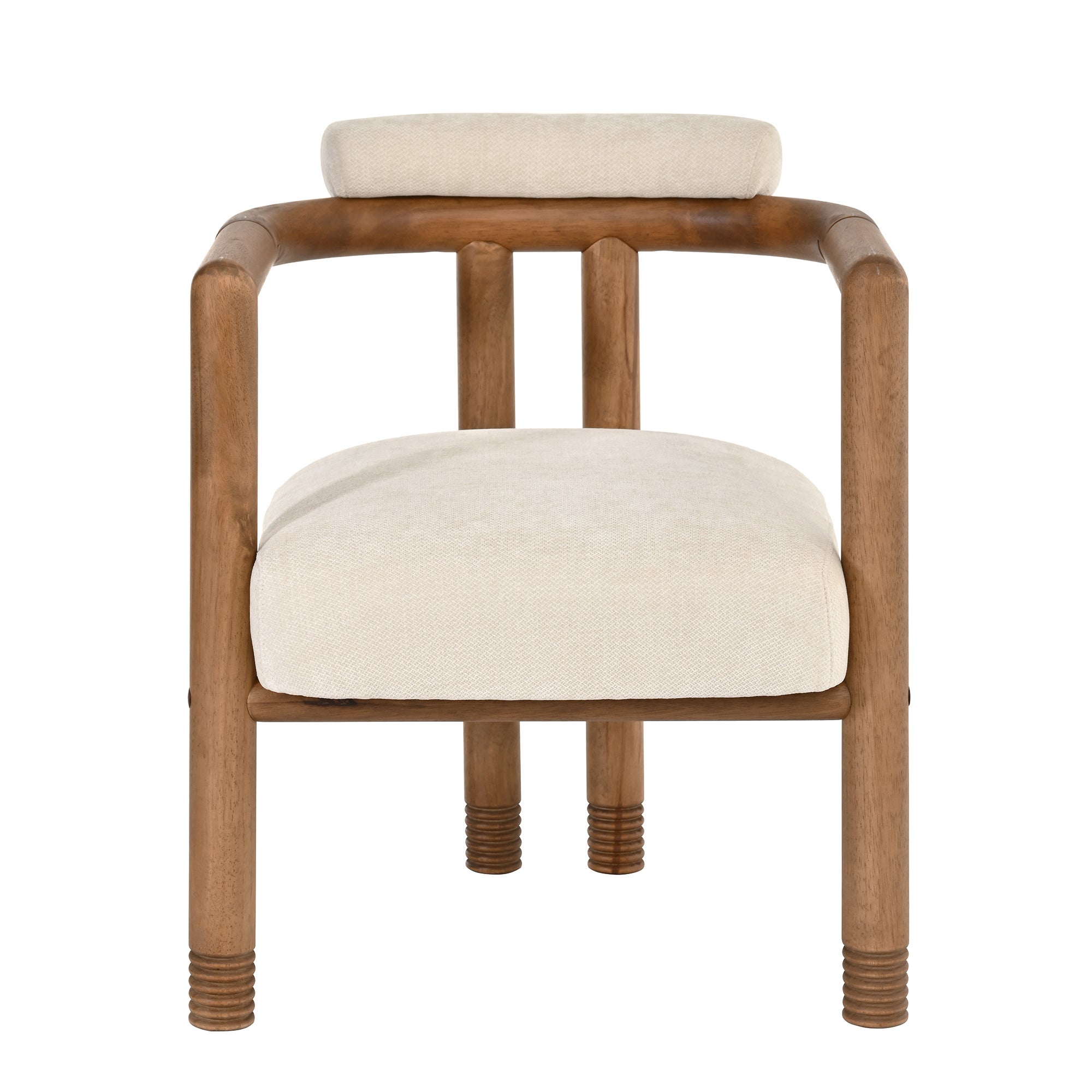 Ohrid Bolster Back Upholstered Dining Chairs with Reeded Wood Legs Set of 2