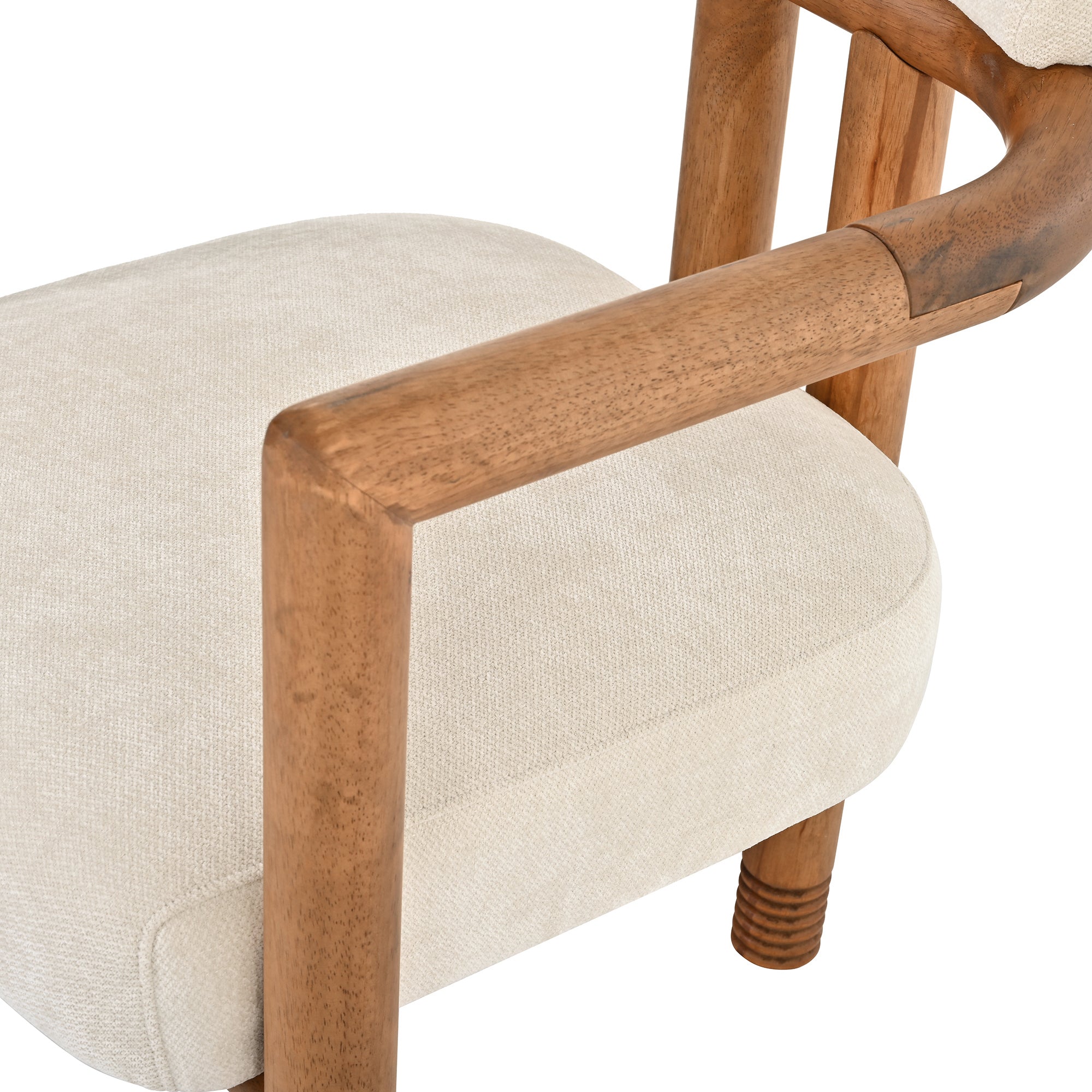 Ohrid Bolster Back Upholstered Dining Chairs with Reeded Wood Legs Set of 2