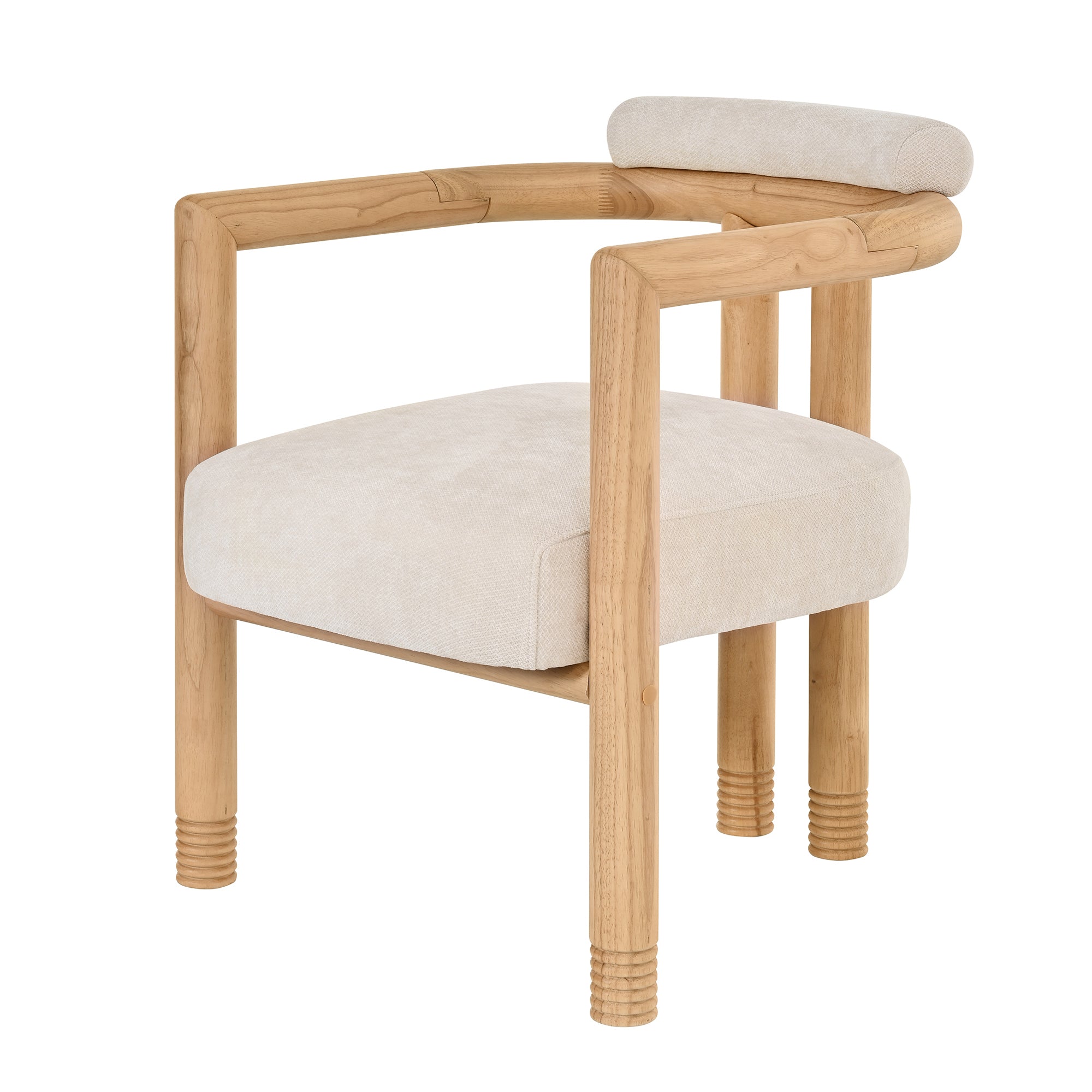 Ohrid Bolster Back Upholstered Dining Chairs with Reeded Wood Legs Set of 2