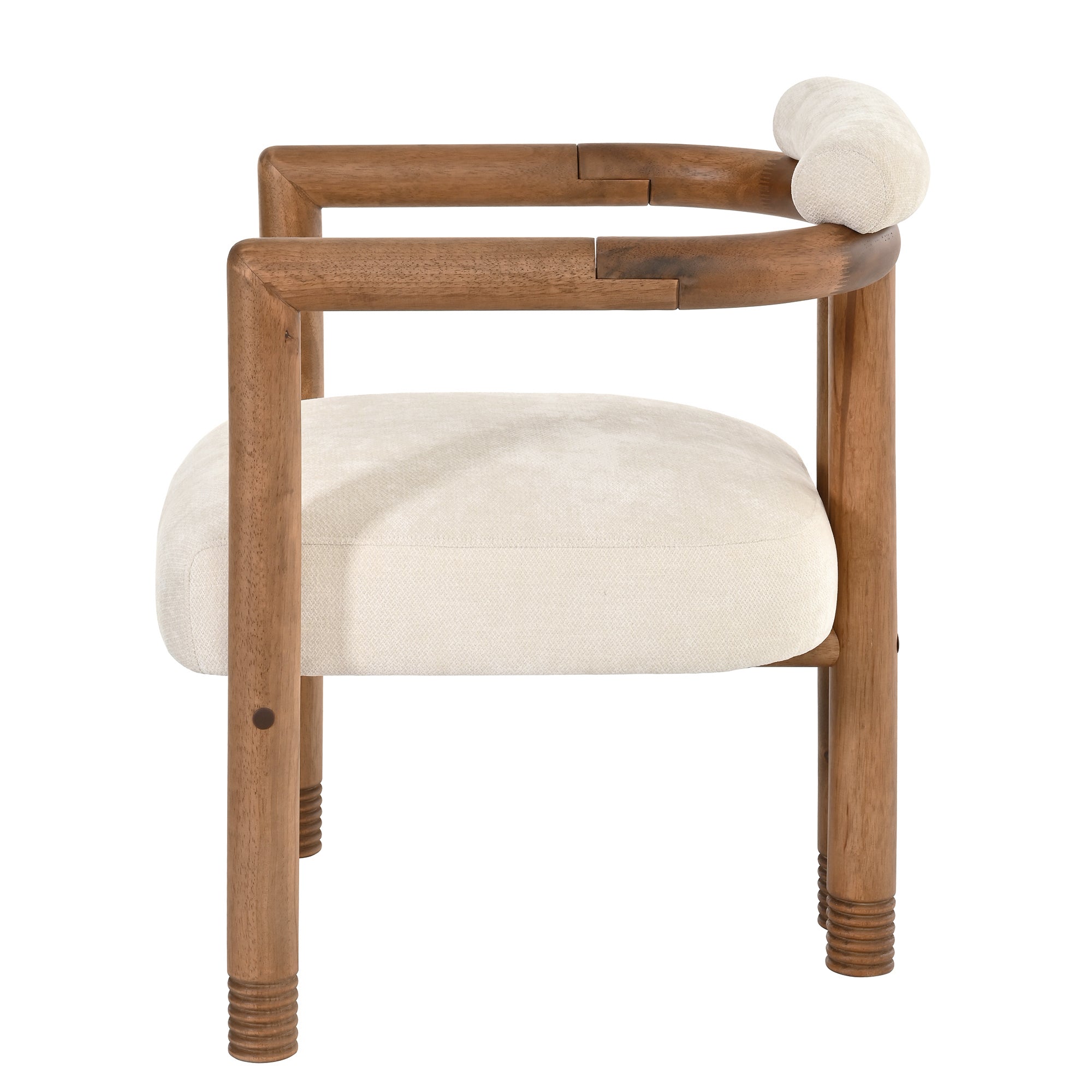 Ohrid Bolster Back Upholstered Dining Chairs with Reeded Wood Legs Set of 2