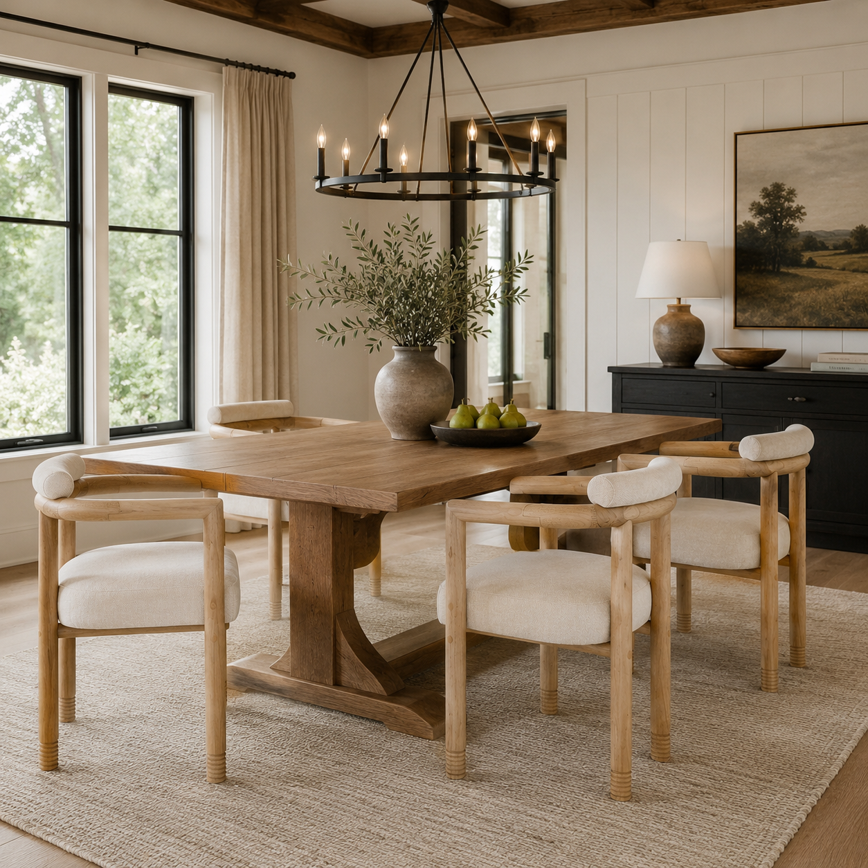 Ohrid Bolster Back Upholstered Dining Chairs with Reeded Wood Legs Set of 2