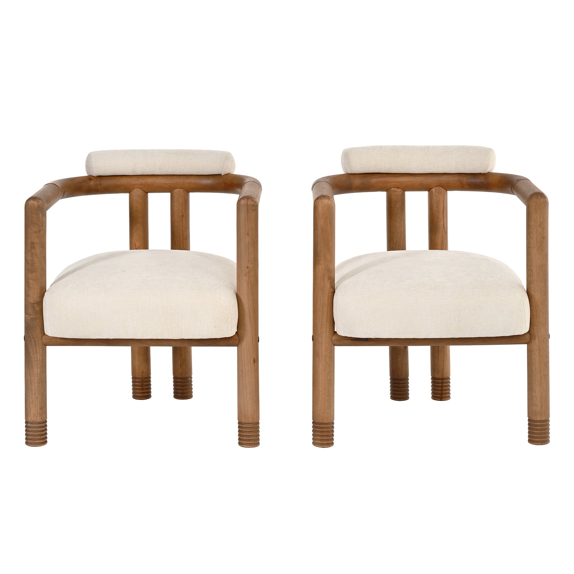 Ohrid Bolster Back Upholstered Dining Chairs with Reeded Wood Legs Set of 2