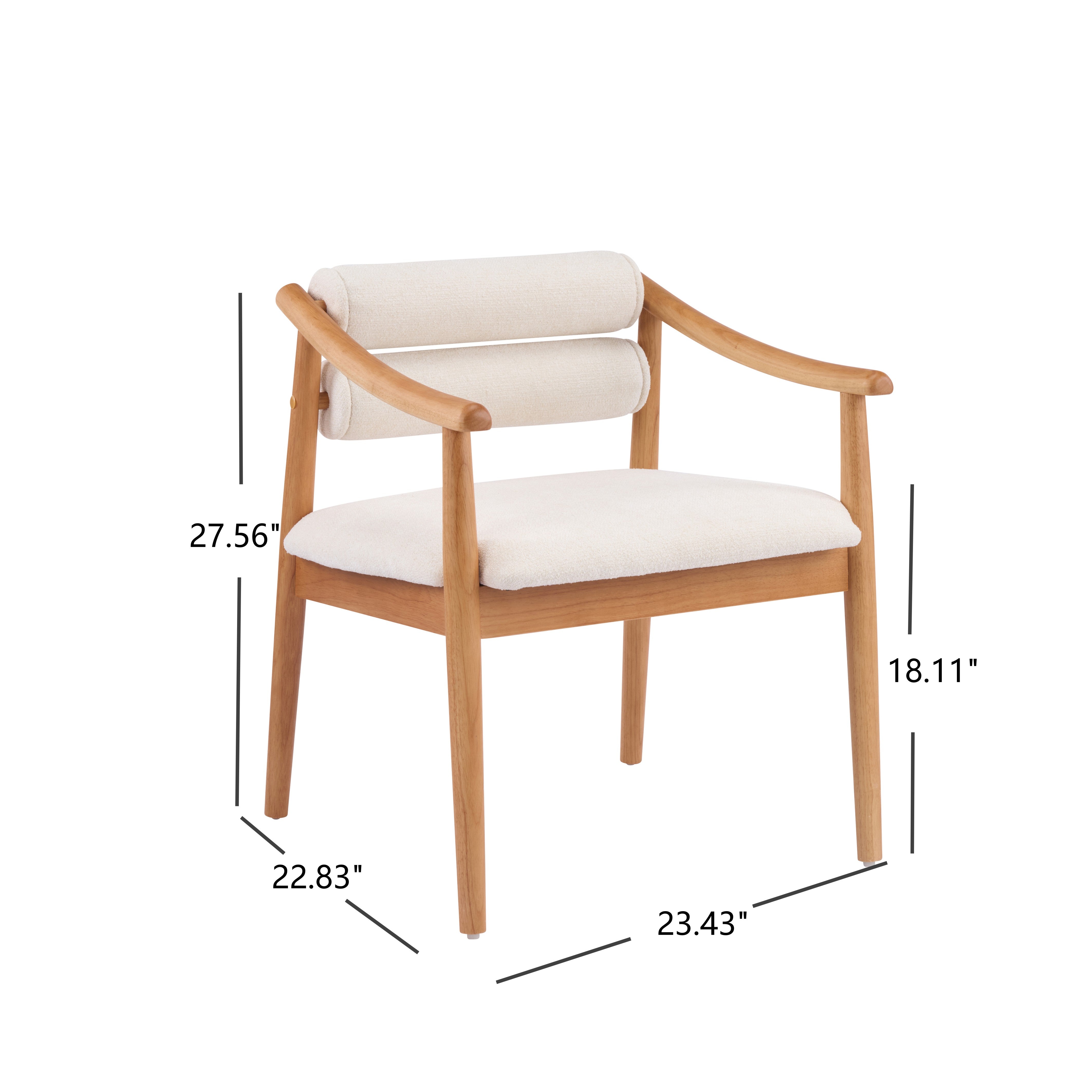 Neman Double Roll Back Dining Chairs with Solid Rubberwood Frame Set of 2