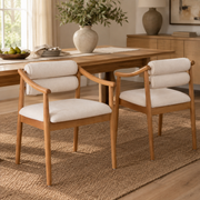 Neman Double Roll Back Dining Chairs with Solid Rubberwood Frame Set of 2