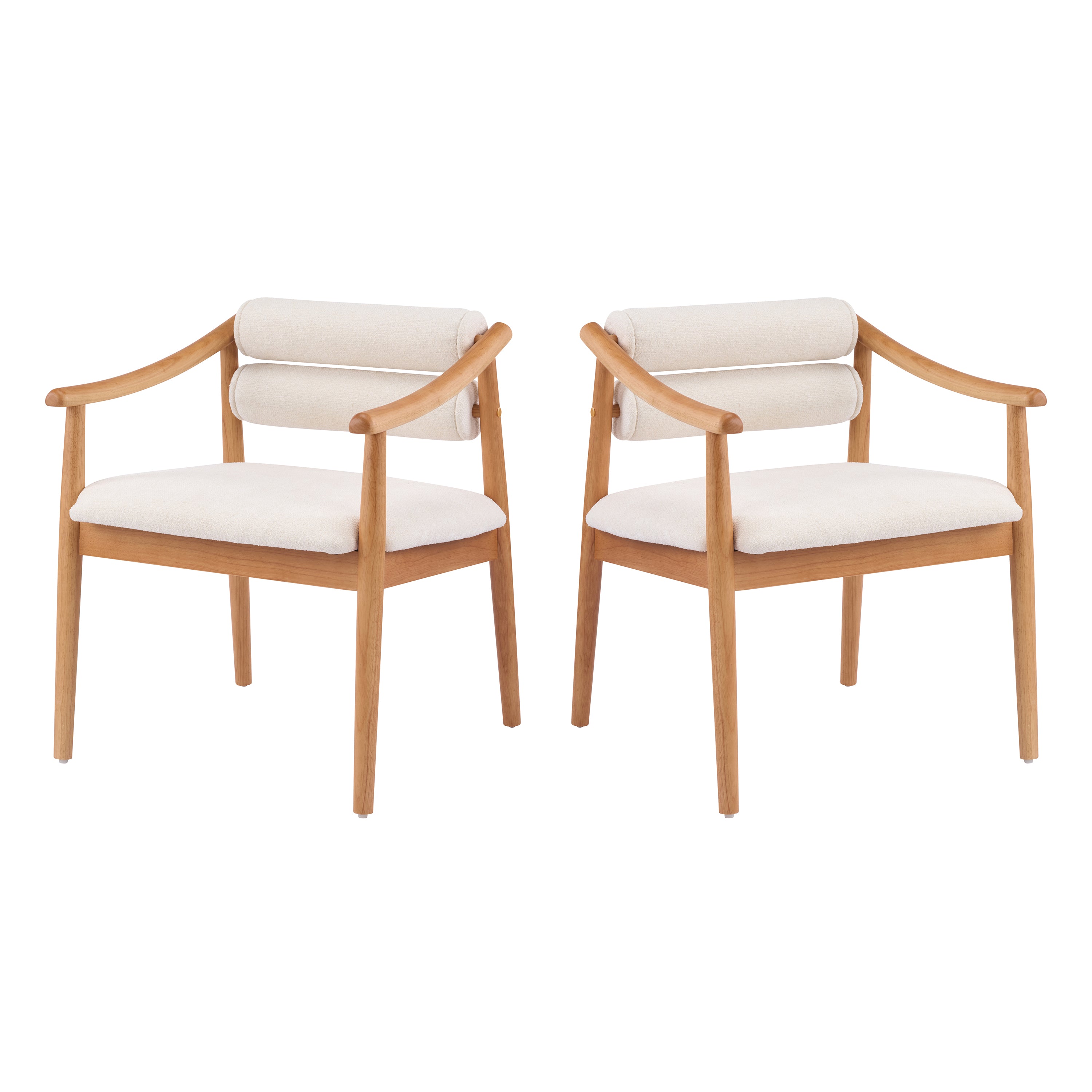 Neman Double Roll Back Dining Chairs with Solid Rubberwood Frame Set of 2