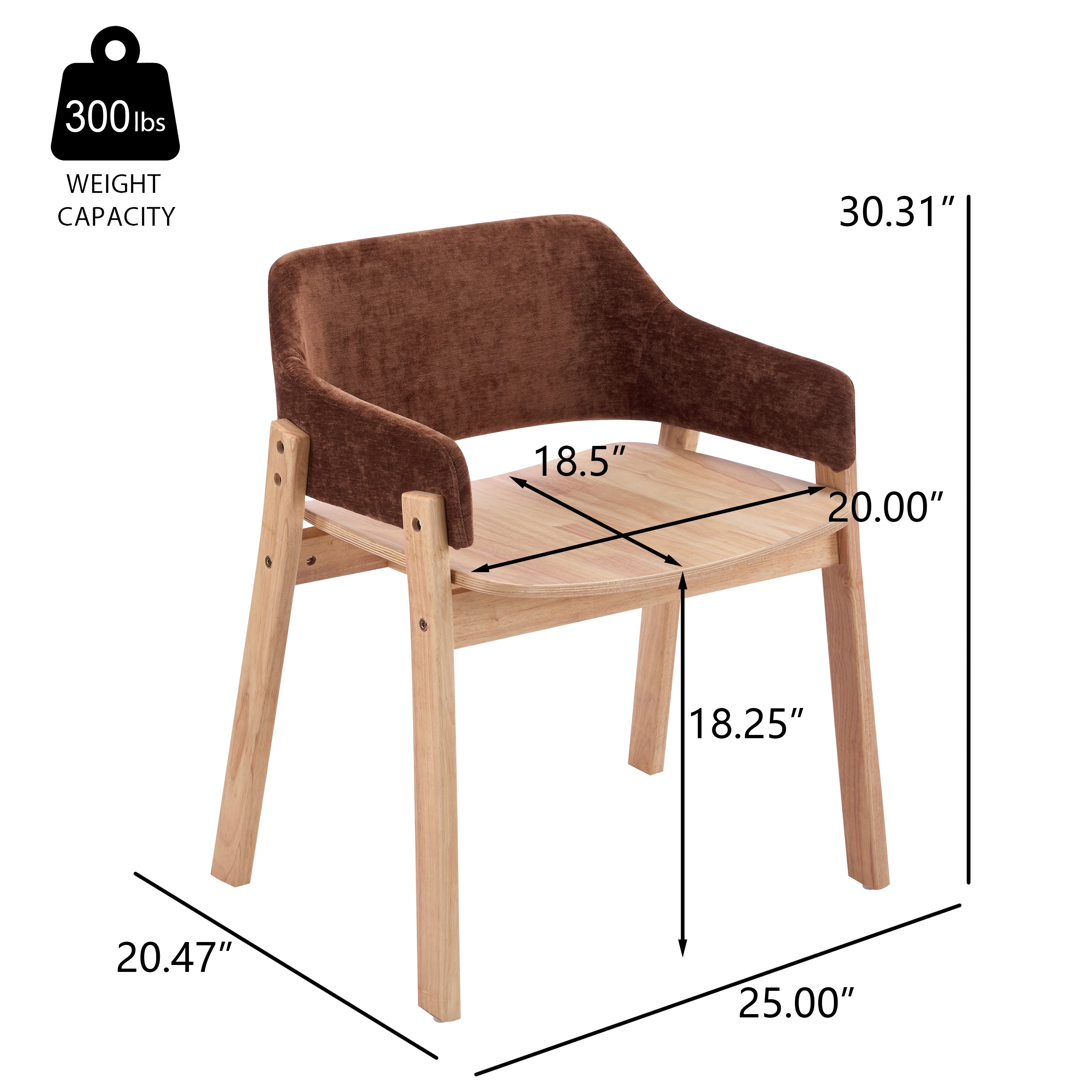 Mjosa Upholstered Arm Dining Chairs with Contoured Wood Seat Set of 2