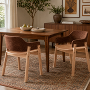 Mjosa Upholstered Arm Dining Chairs with Contoured Wood Seat Set of 2