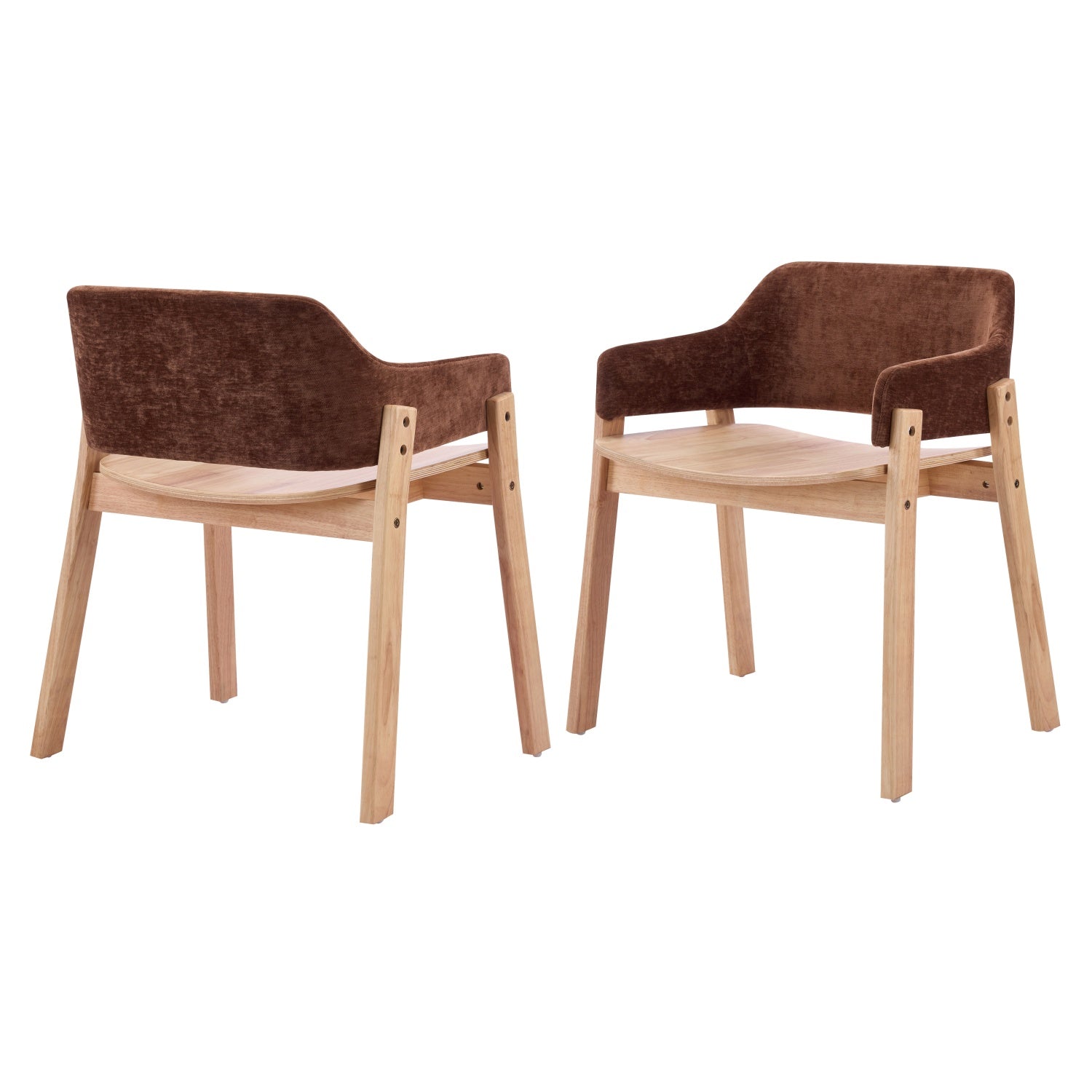 Mjosa Upholstered Arm Dining Chairs with Contoured Wood Seat Set of 2