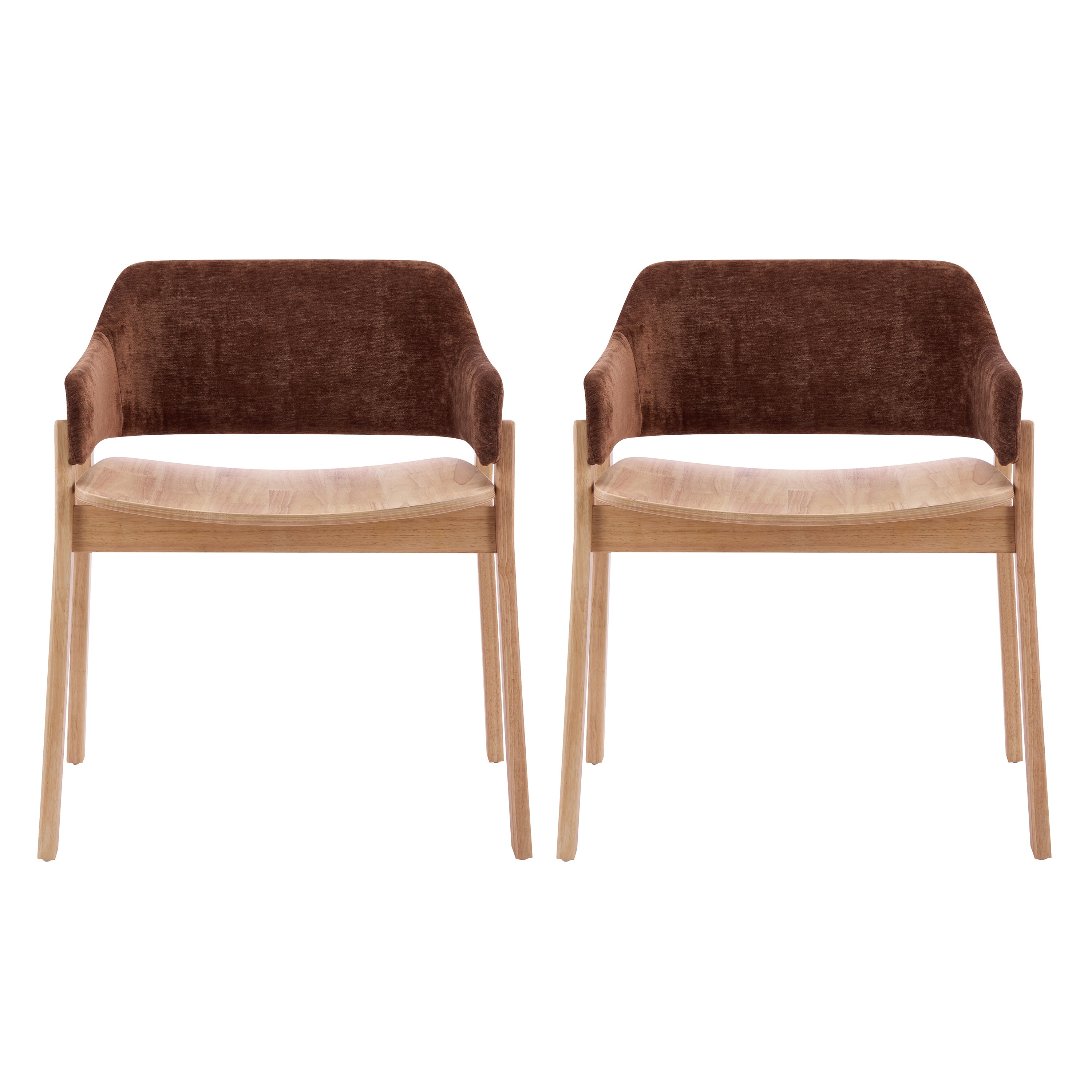 Mjosa Upholstered Arm Dining Chairs with Contoured Wood Seat Set of 2