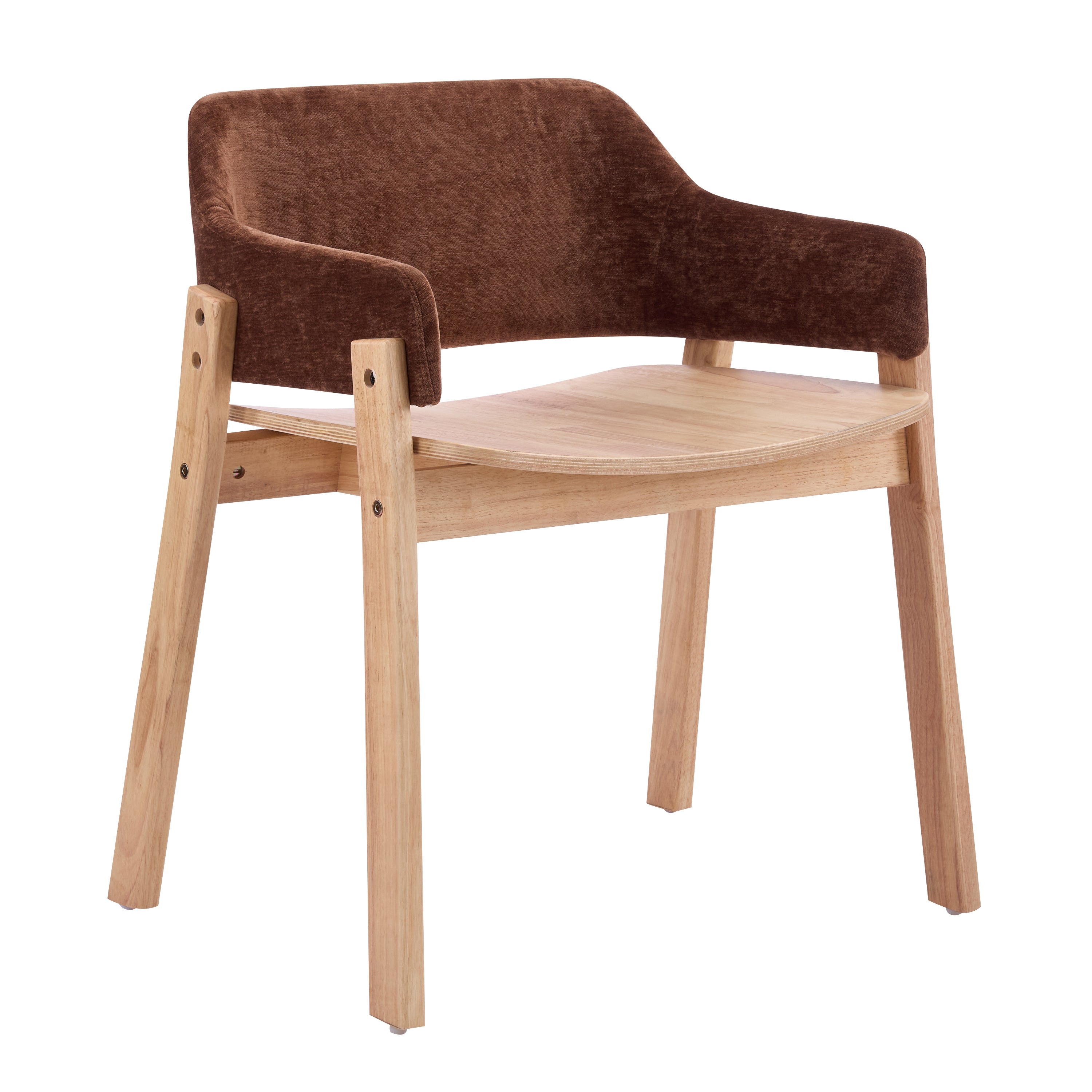 Mjosa Upholstered Arm Dining Chairs with Contoured Wood Seat Set of 2