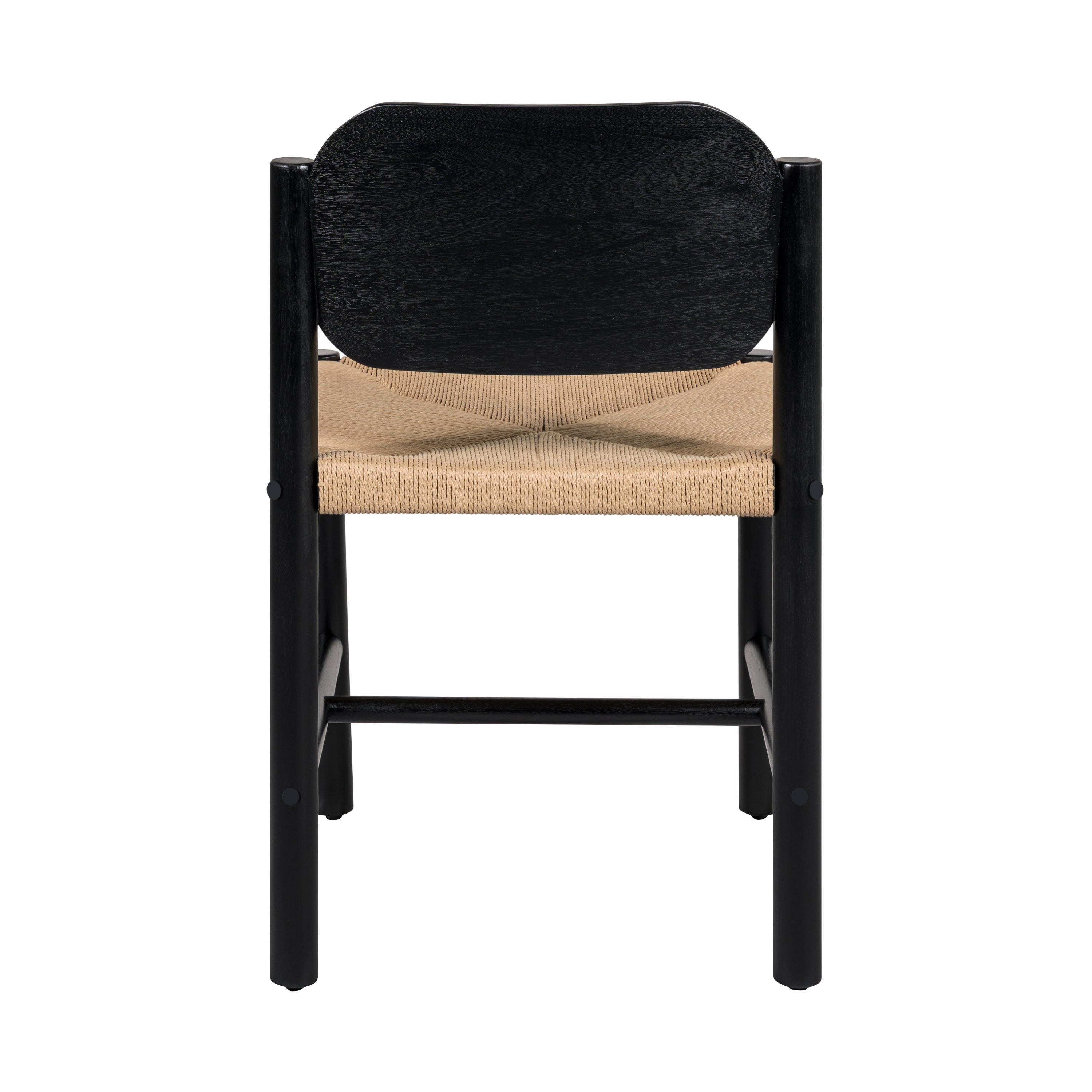 Arve Armless Paper Cord Dining Chairs with Shaped Wood Back Set of 2