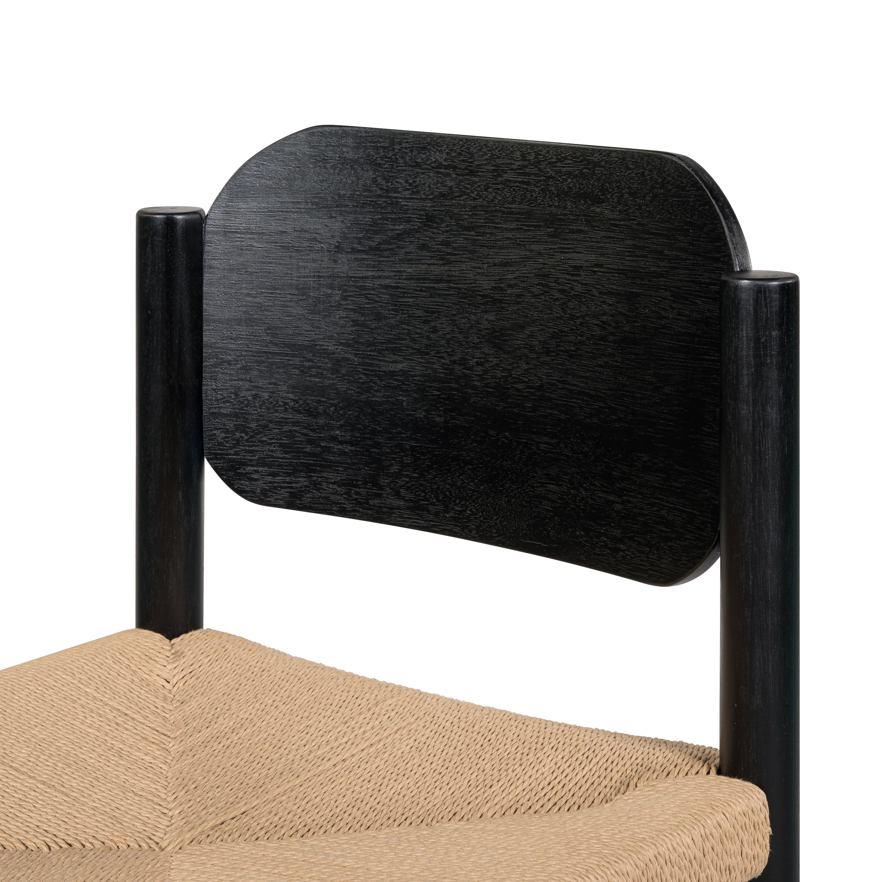 Arve Armless Paper Cord Dining Chairs with Shaped Wood Back Set of 2