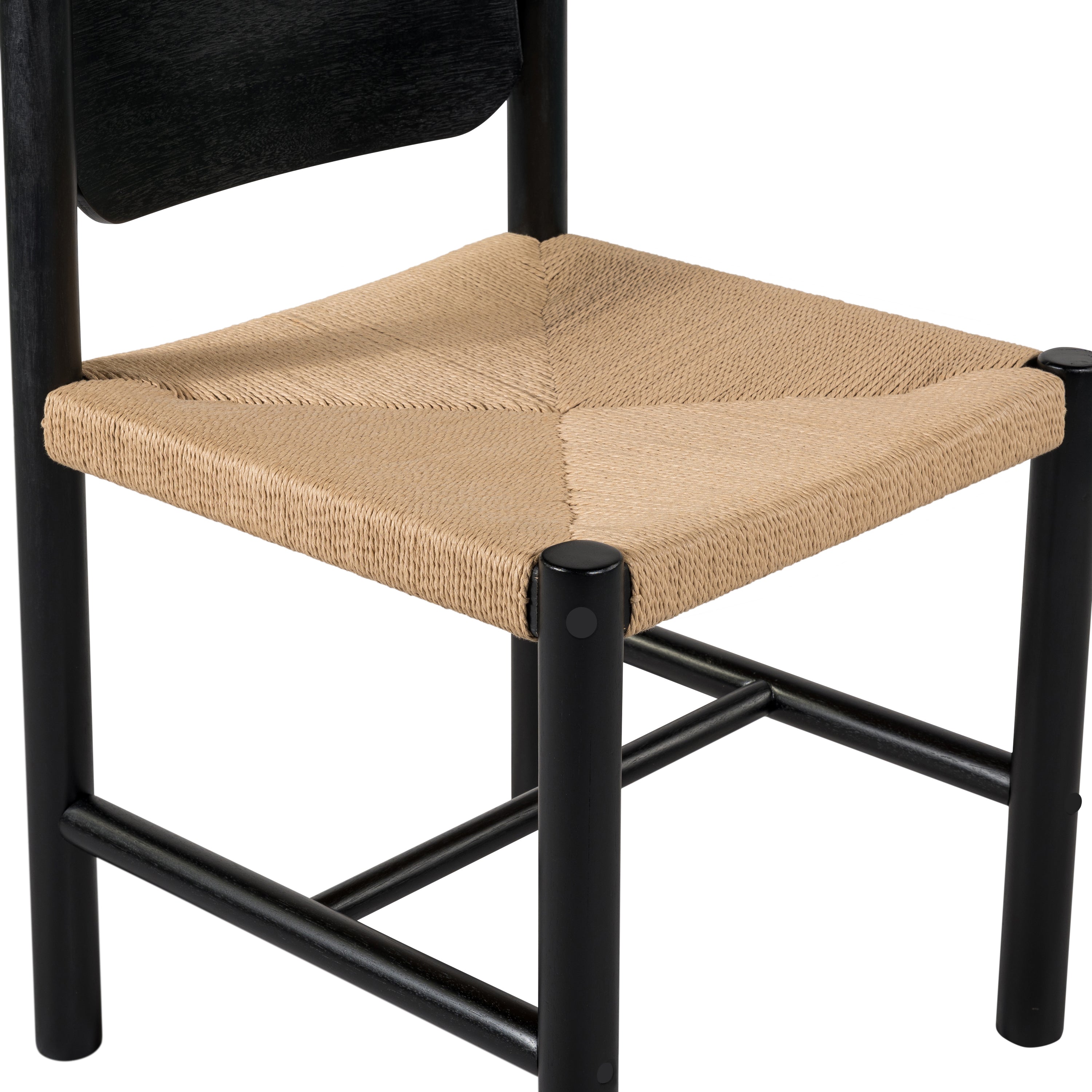 Arve Armless Paper Cord Dining Chairs with Shaped Wood Back Set of 2
