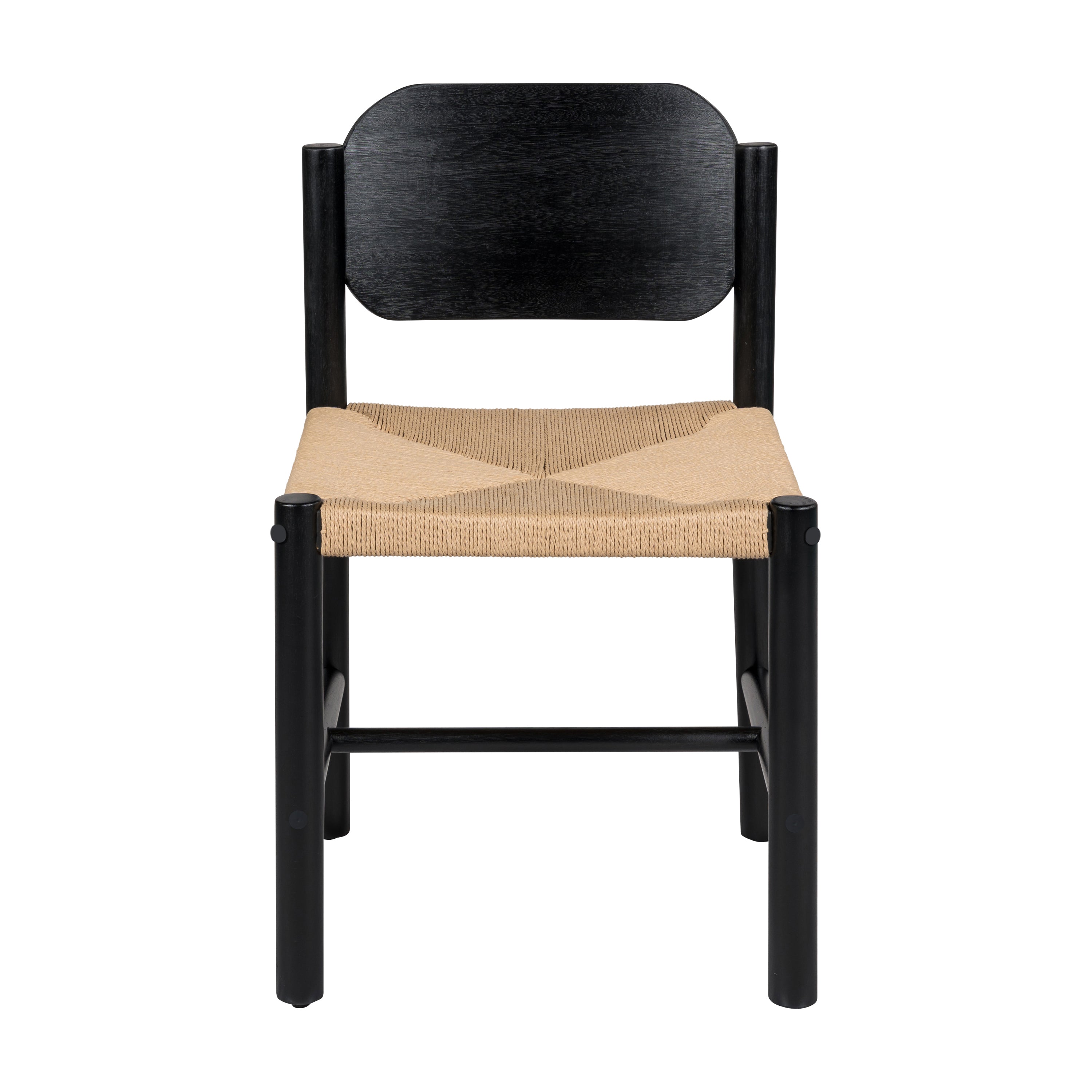 Arve Armless Paper Cord Dining Chairs with Shaped Wood Back Set of 2