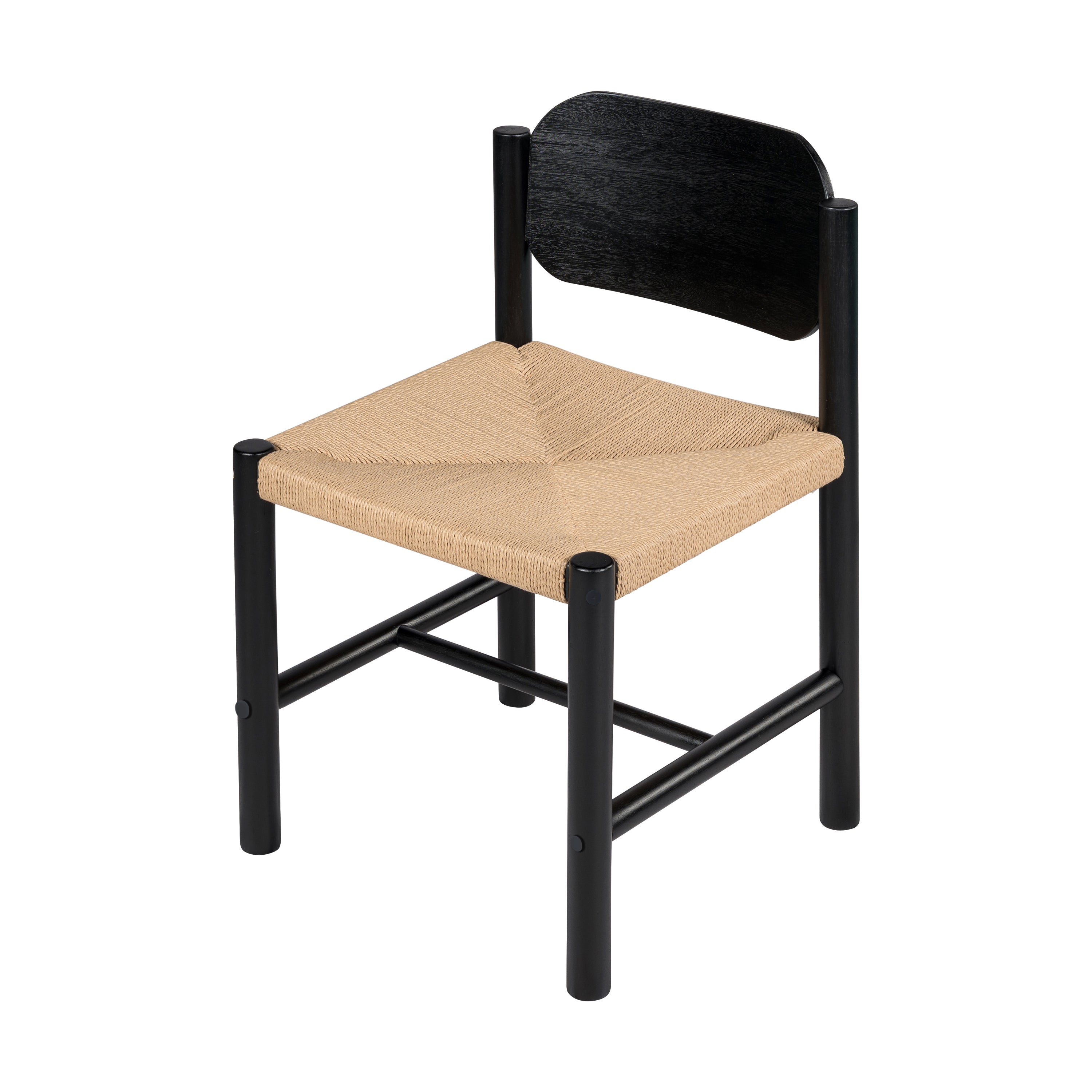 Arve Armless Paper Cord Dining Chairs with Shaped Wood Back Set of 2