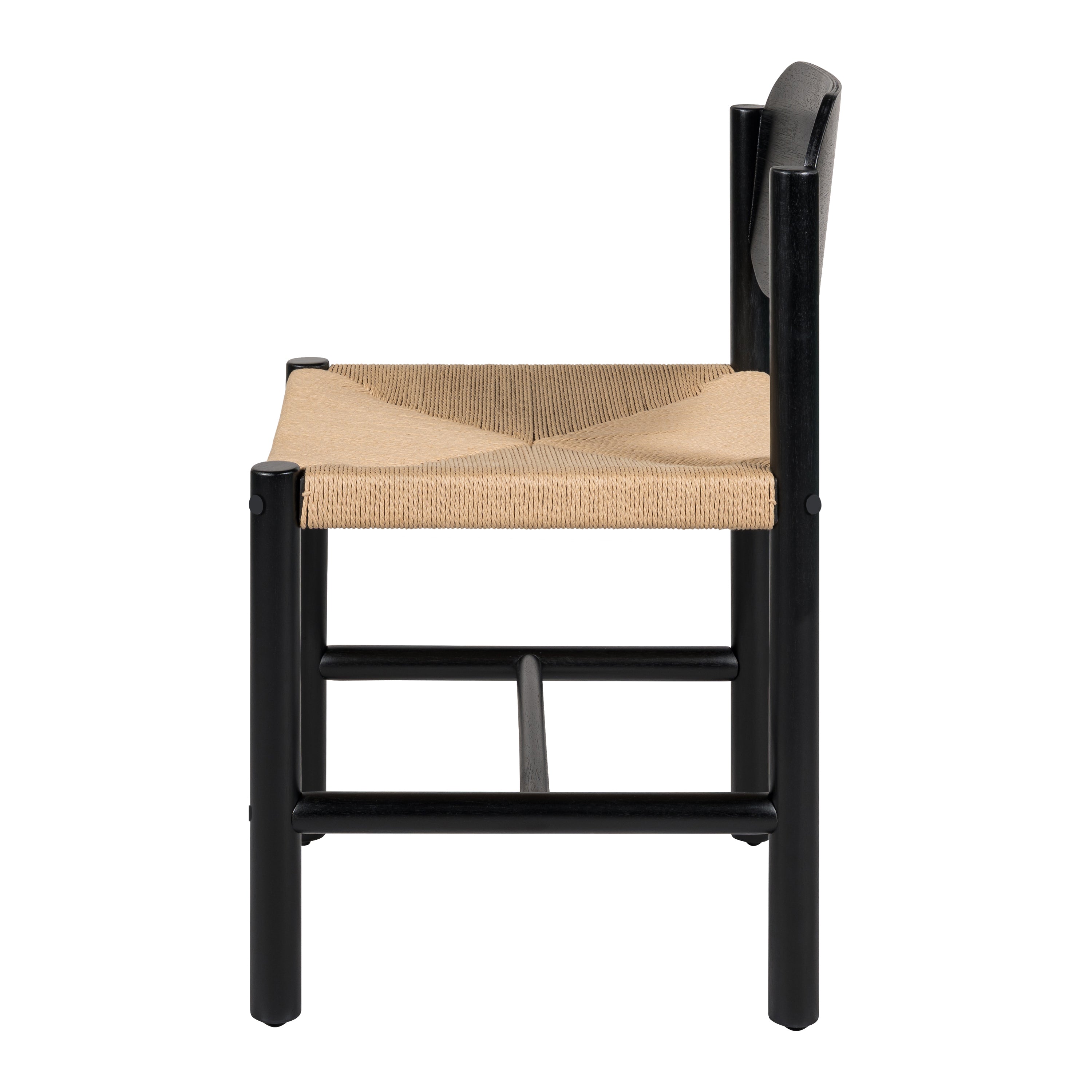 Arve Armless Paper Cord Dining Chairs with Shaped Wood Back Set of 2